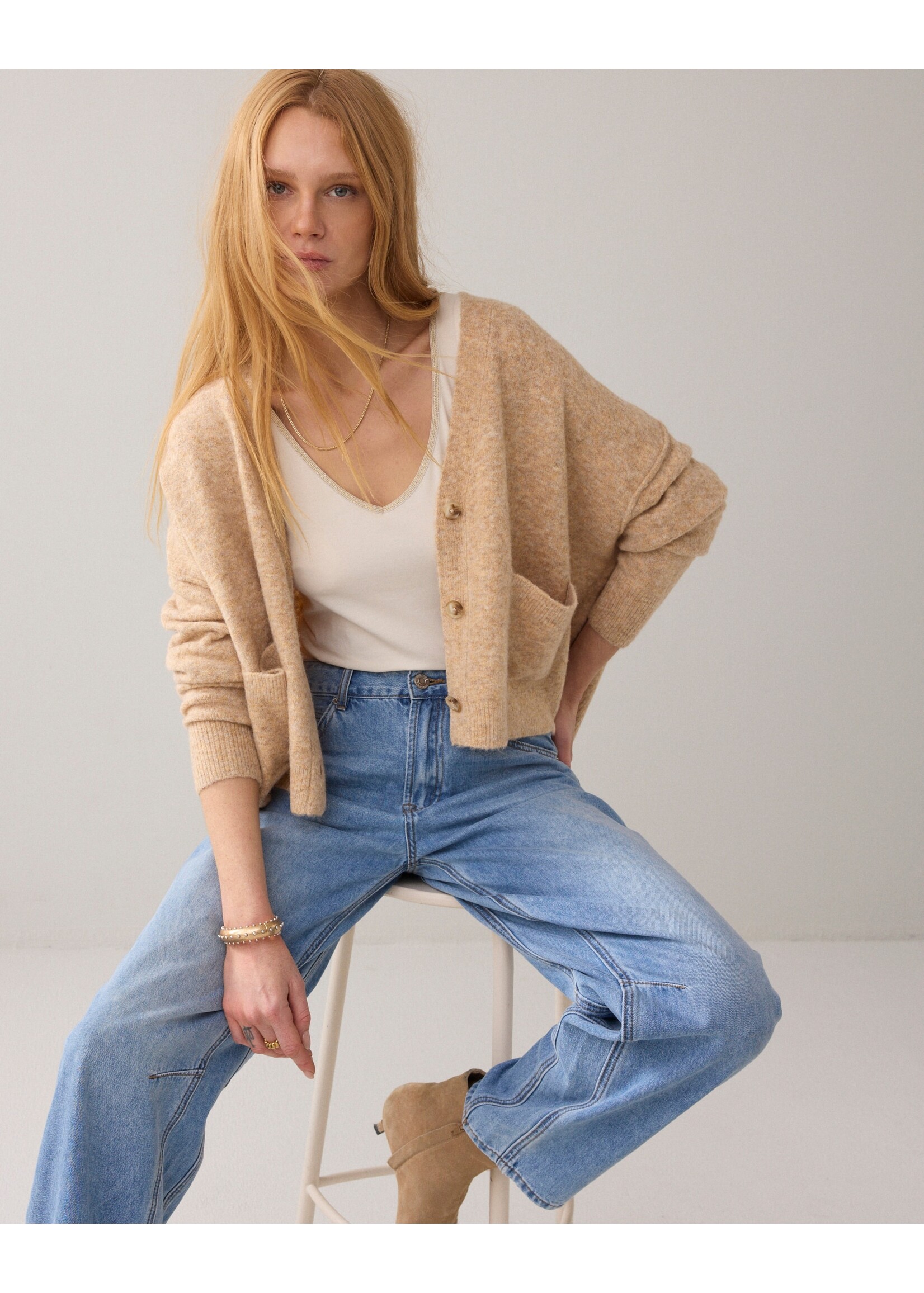 Summum Summum, Reversible singlet met glitterrand, Ivory, Size: