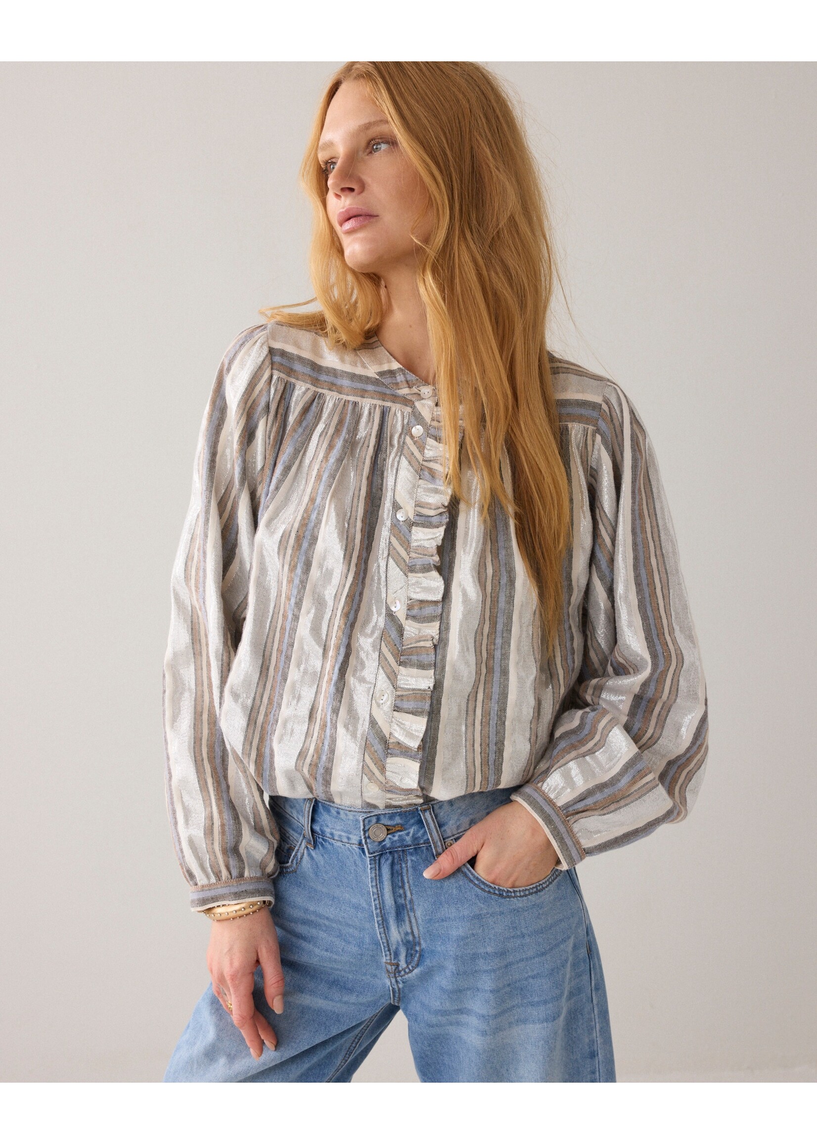 Summum Summum, Blouse Silver stripe, Silver, size: