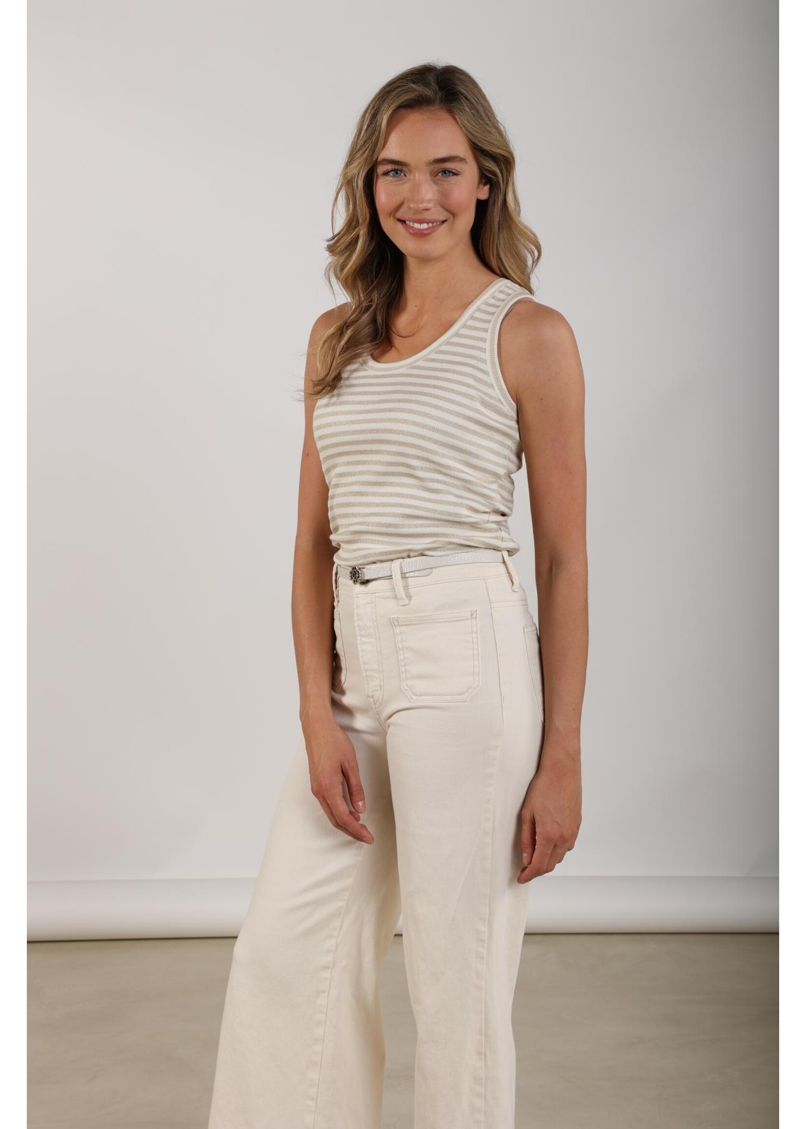 Nukus Nukus, Steffie Singlet Lurex, Off white/gold, Size: