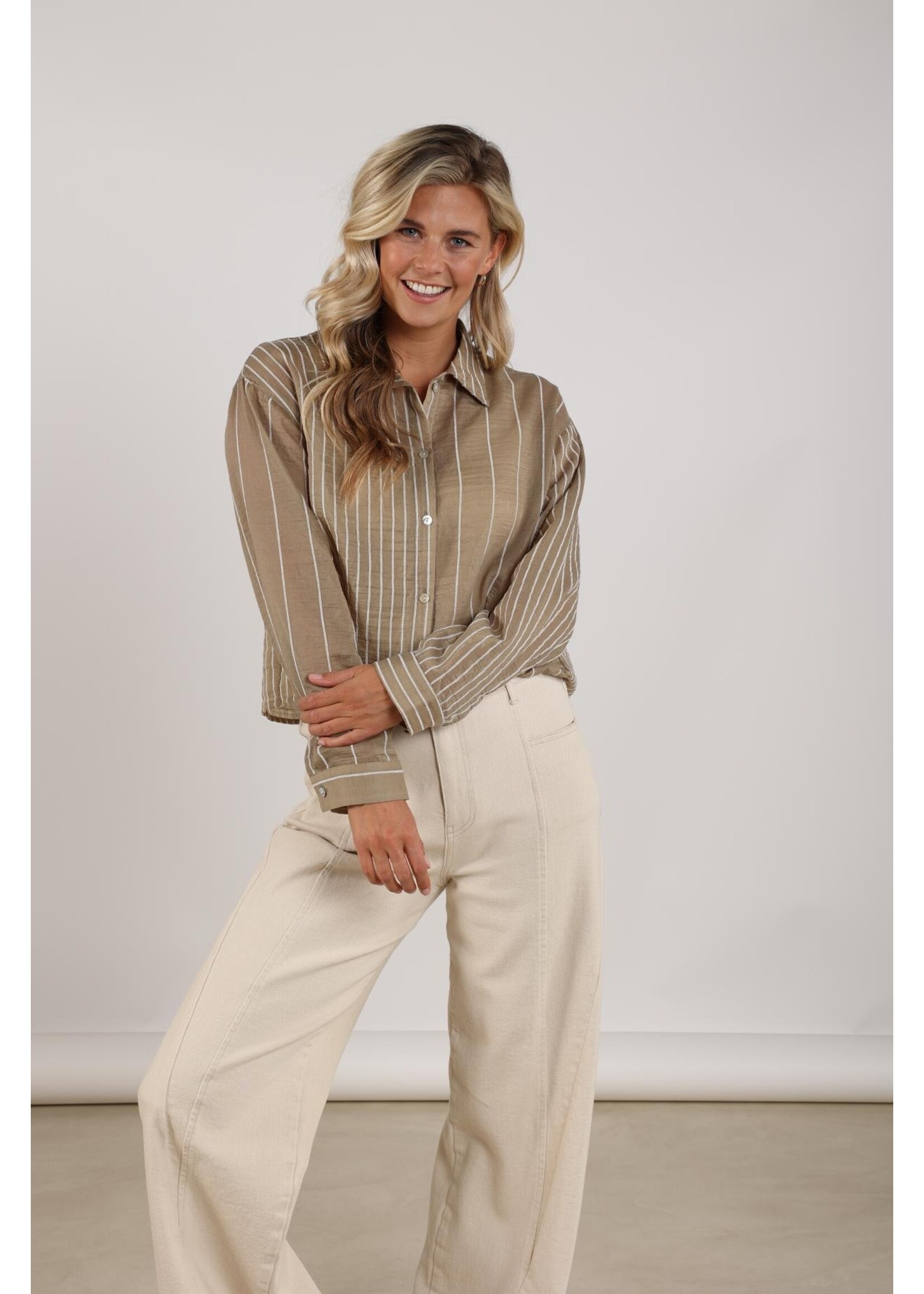 Nukus Nukus, Nelly Blouse Stripe, Army, Size: