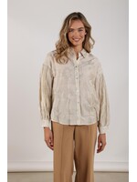 Nukus Nukus, Nola Blouse Embroidery, Offwhite/Gold, Size: