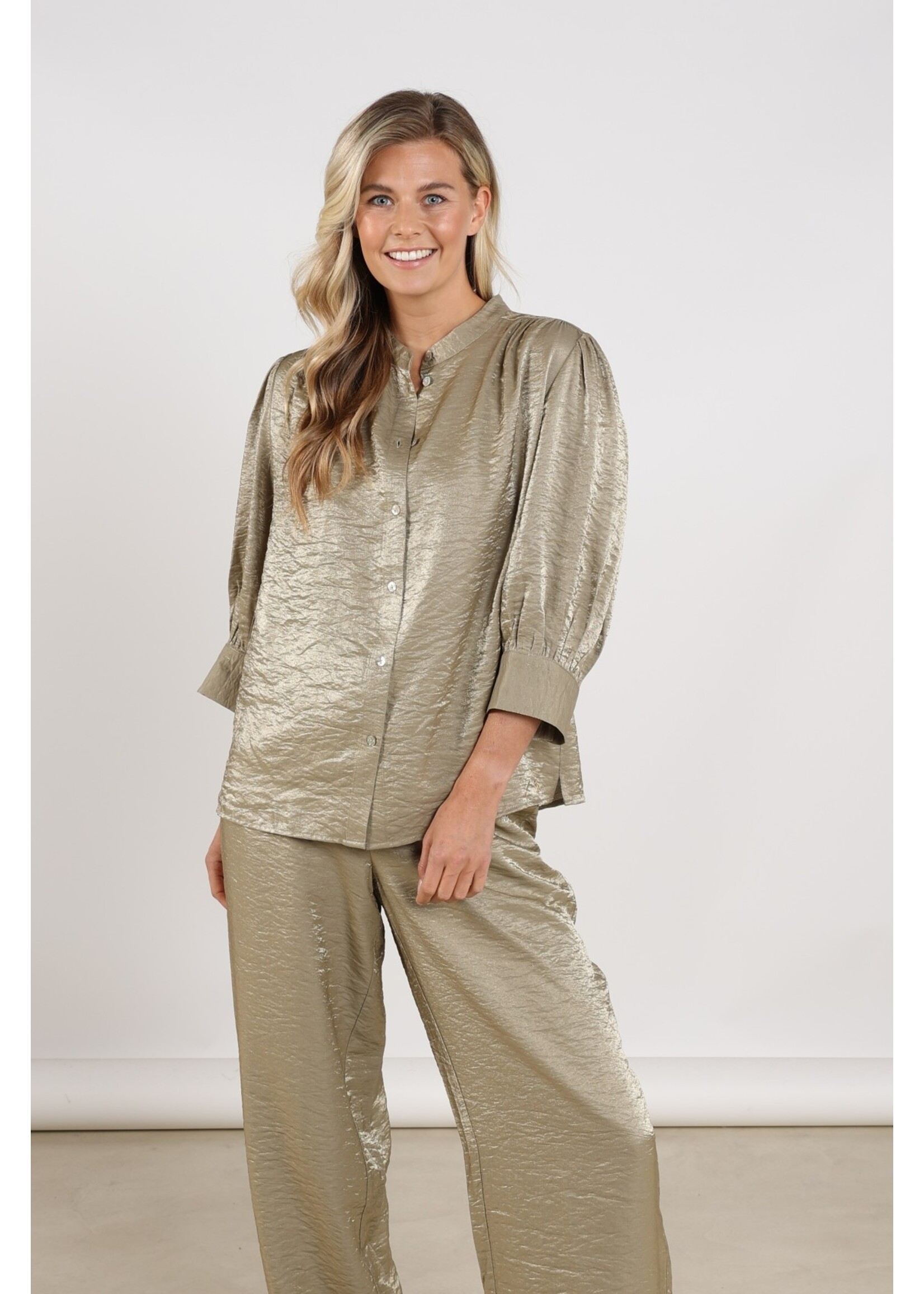 Nukus Nukus, Lilly Blouse Shiny, Army, Size: