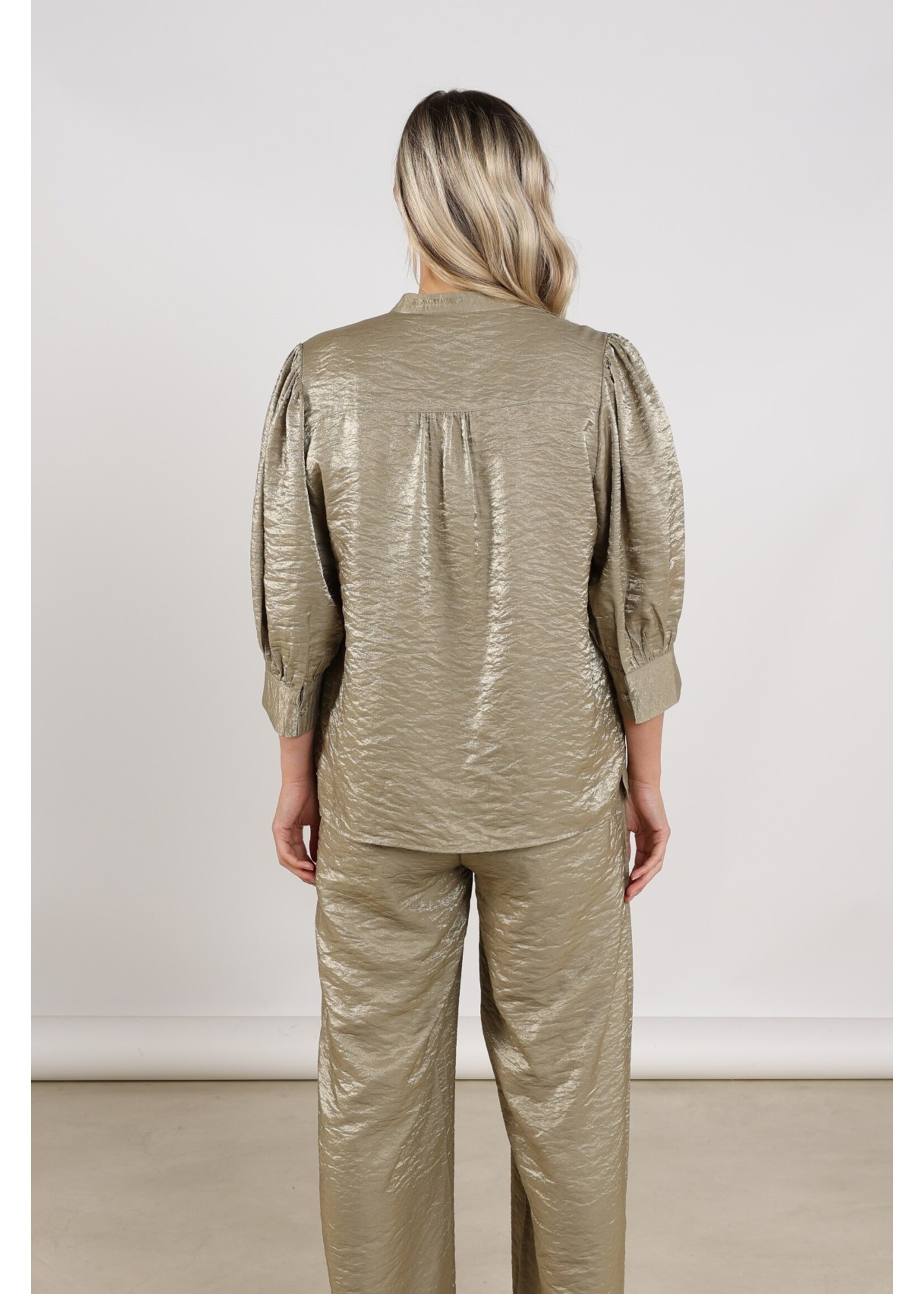 Nukus Nukus, Lilly Blouse Shiny, Army, Size: