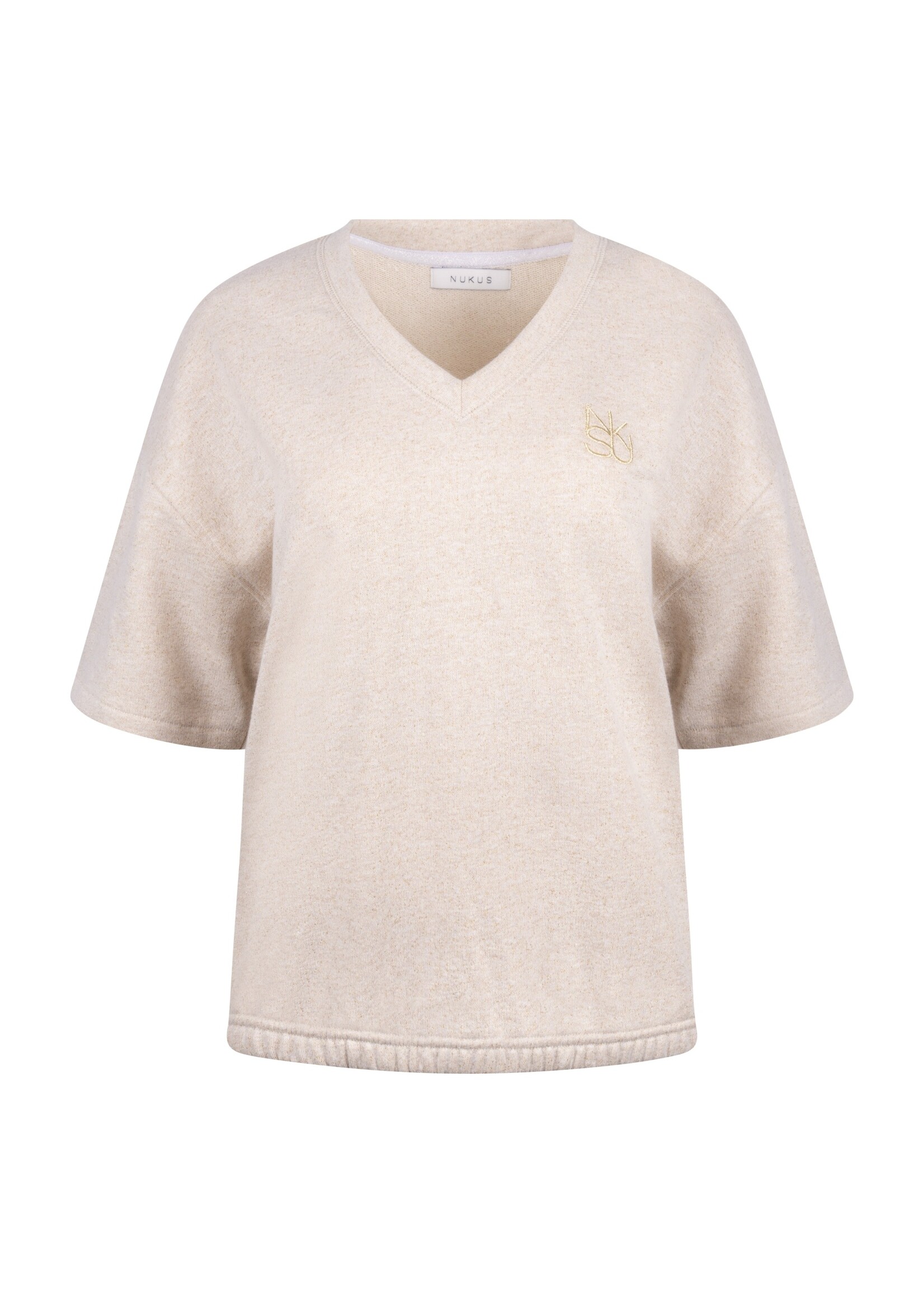 Nukus Nukus, Cici Pullover Lurex V-neck, Sand, Size: