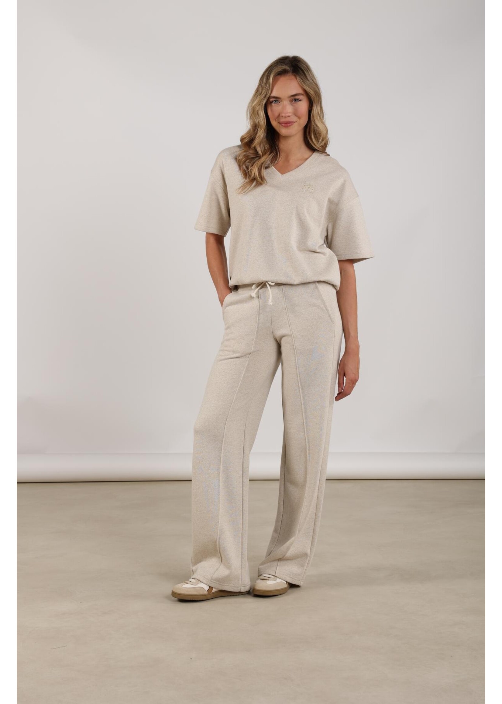 Nukus Nukus, Cici Pullover Lurex V-neck, Sand, Size: