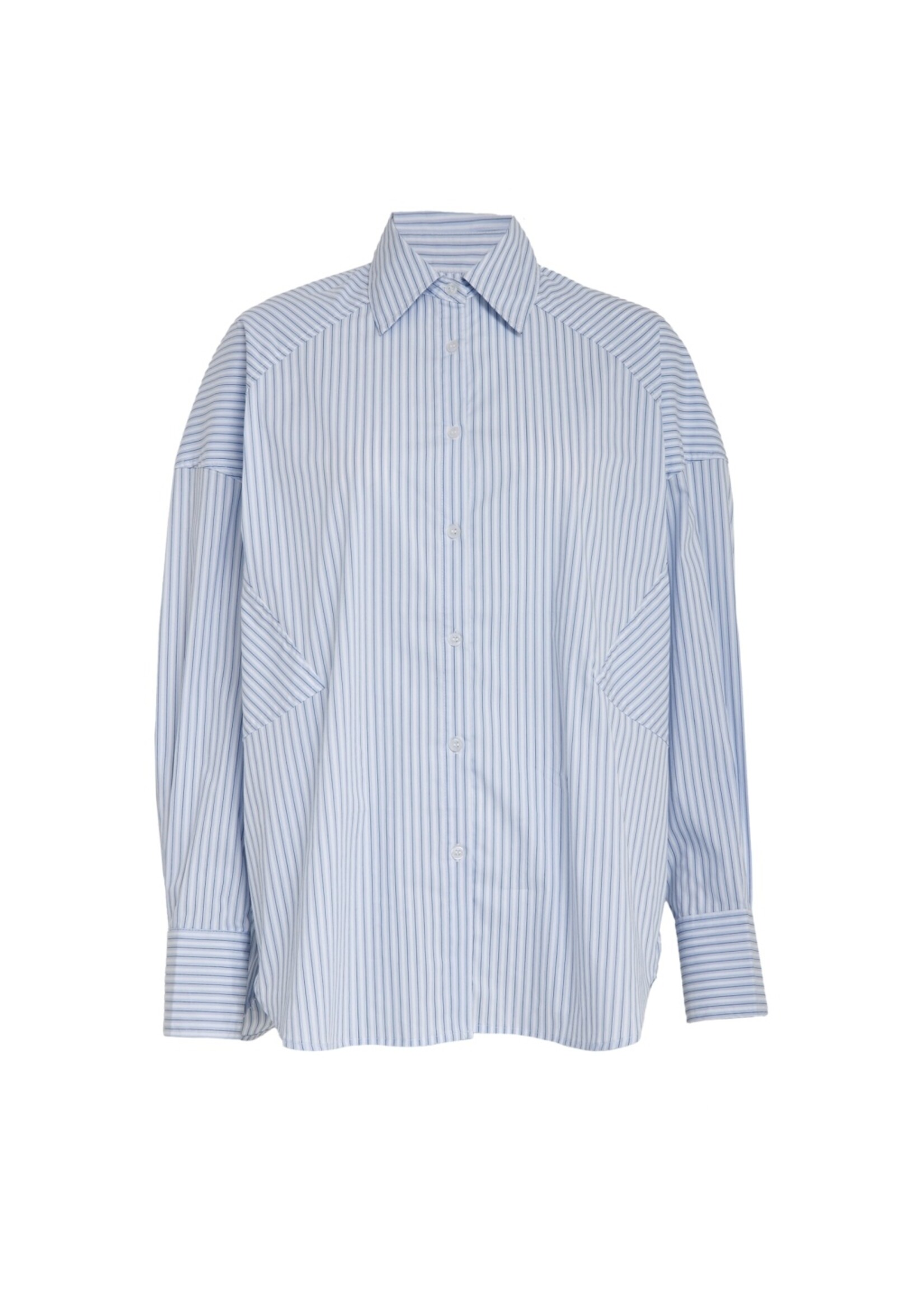 Minus Minus, MSJessa Striped Oversize Shirt, Skyblue stripe, Size: