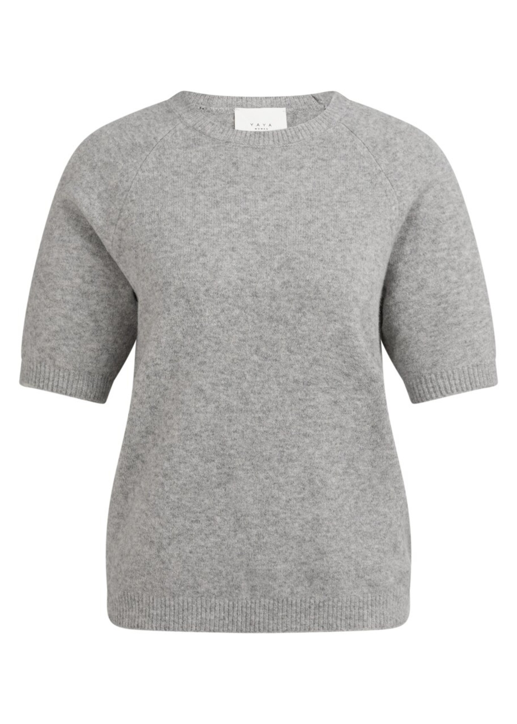 Yaya Yaya, Zachte trui met korte mouwen, Iron grey melange, Size: