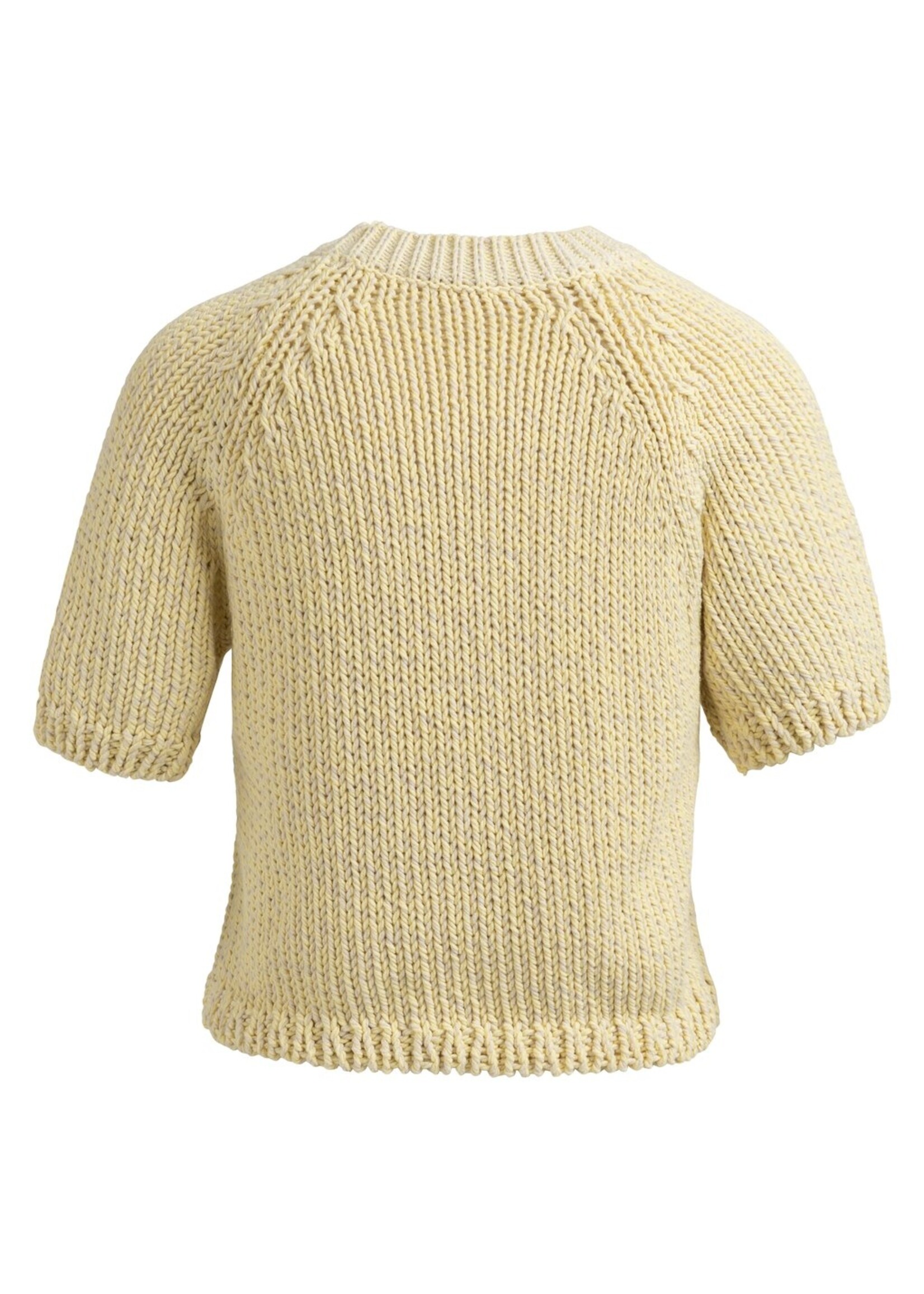 Yaya Yaya, Grofgebreide trui met korte mouwen, Reed yellow dessin, Size: