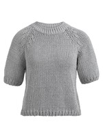 Yaya Yaya, Grofgebreide trui met korte mouwen, Kit Beige, Size: