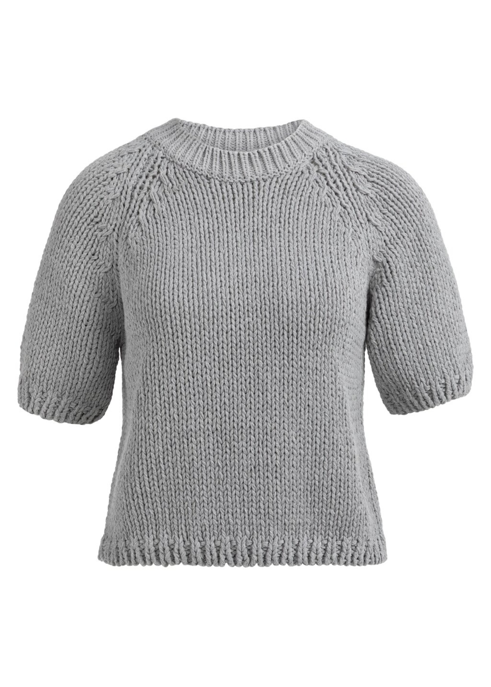 Yaya Yaya, Grofgebreide trui met korte mouwen, Kit Beige, Size: