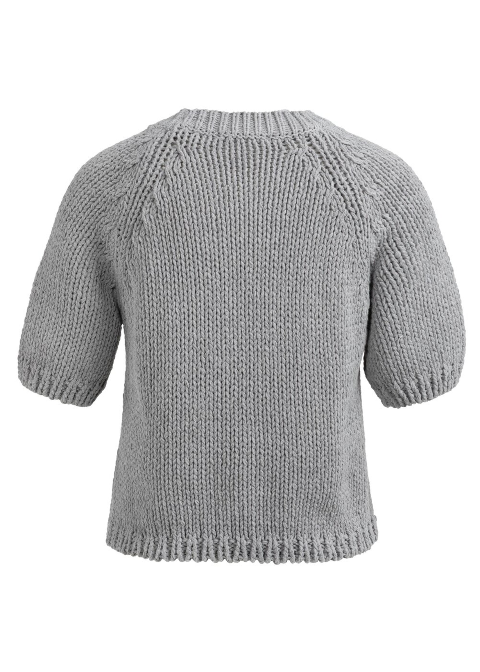 Yaya Yaya, Grofgebreide trui met korte mouwen, Kit Beige, Size: