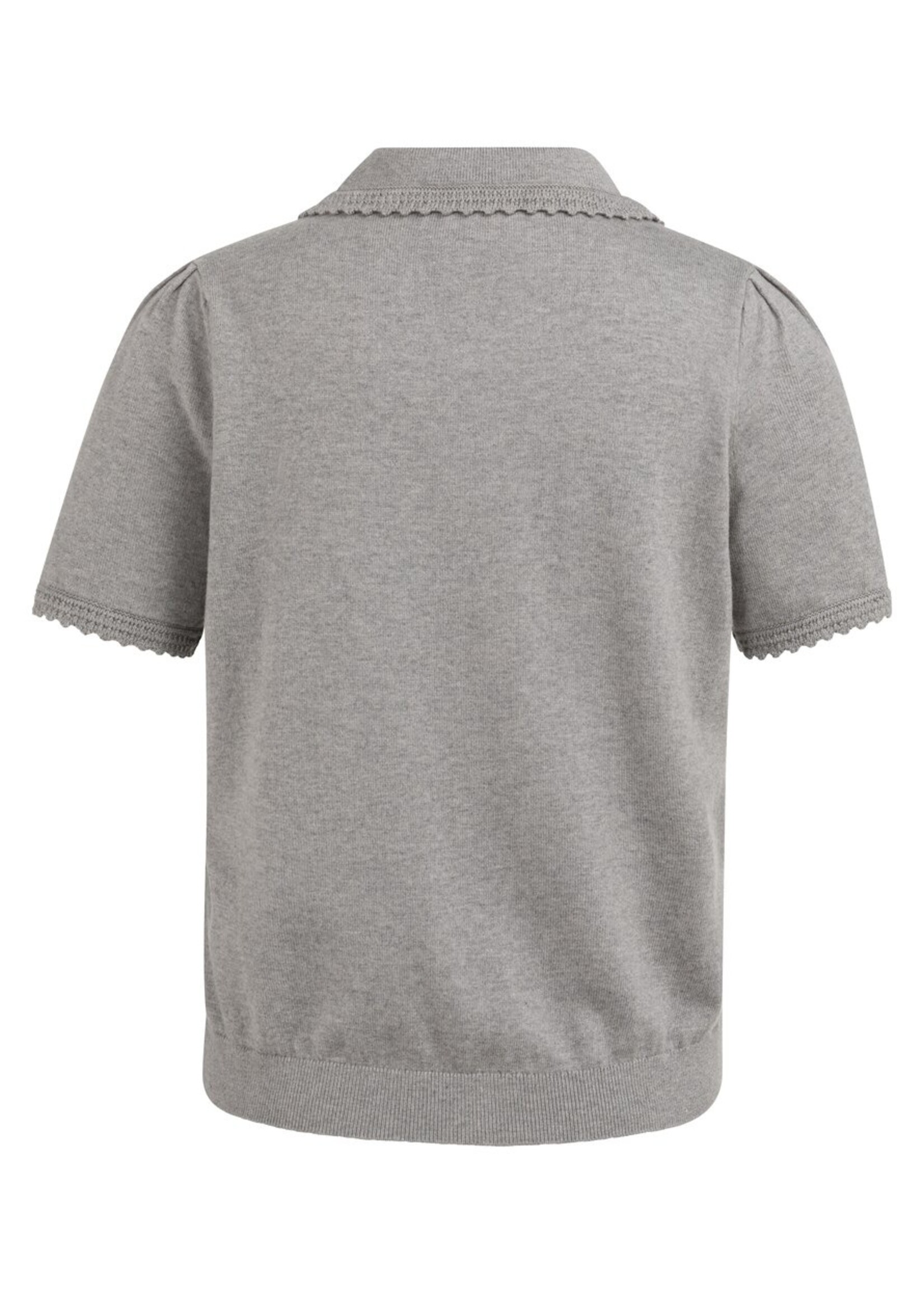 Yaya Yaya, Gebreid vest met korte mouwen en knopen, Iron grey melange, Size: