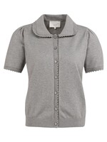 Yaya Yaya, Gebreid vest met korte mouwen en knopen, Iron grey melange, Size: