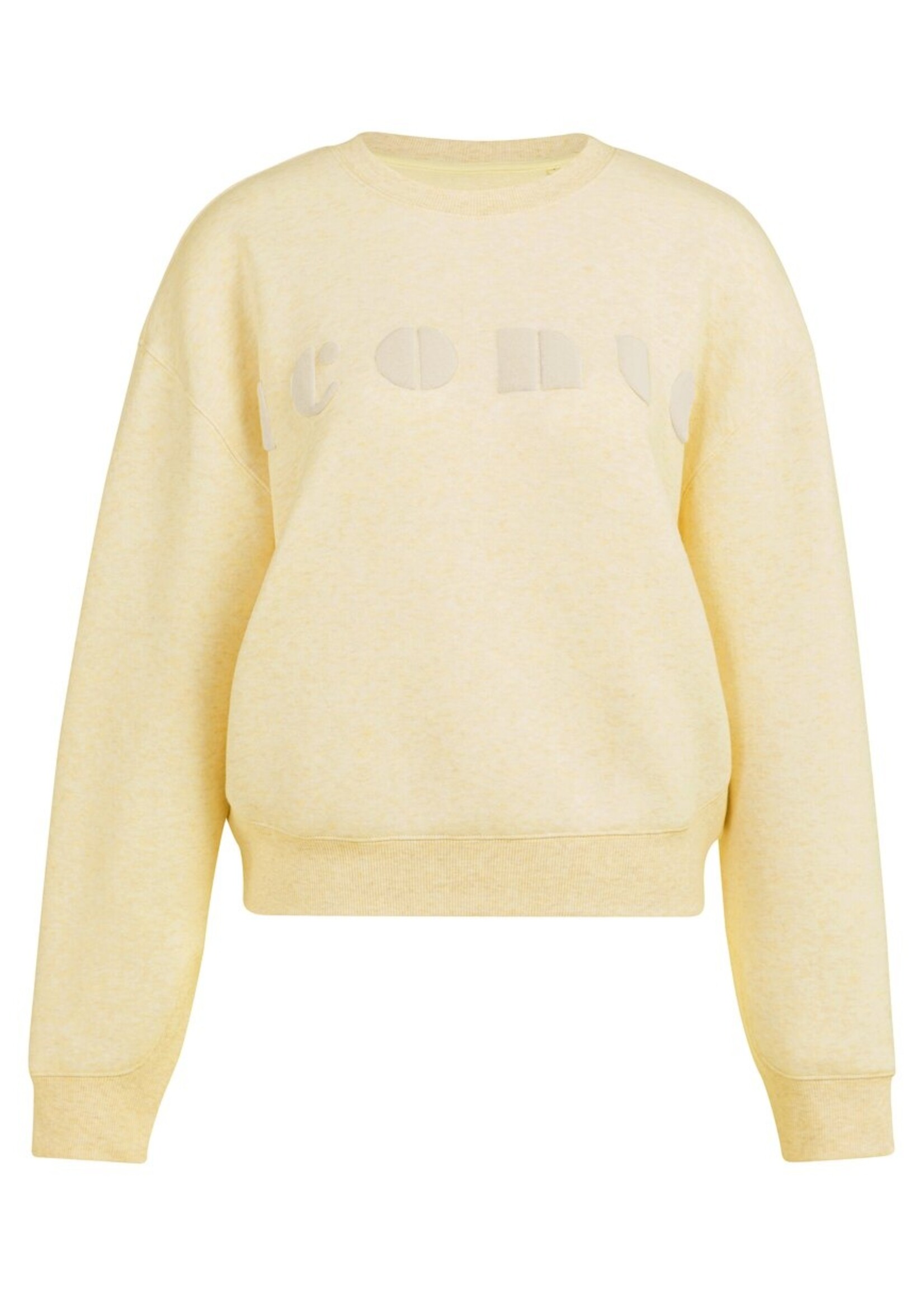 Yaya Yaya, Zachte sweater met artwork 'iconic', Reed yellow melange, Size