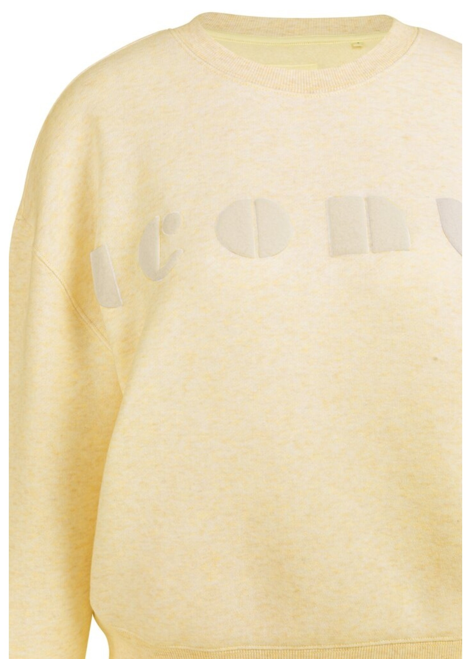 Yaya Yaya, Zachte sweater met artwork 'iconic', Reed yellow melange, Size