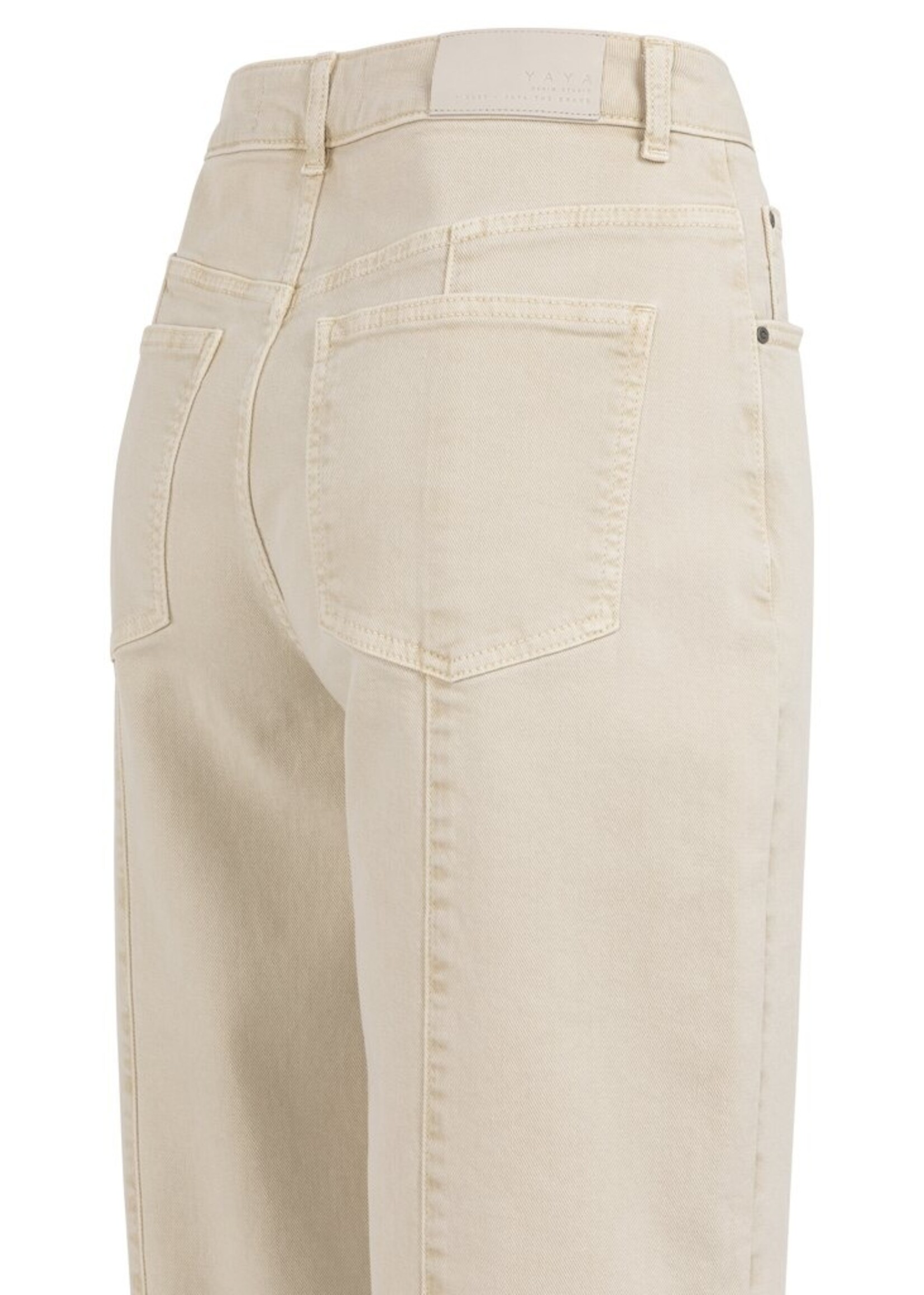 Yaya Yaya, Barrel jeans met zichtbare naaddetails en lichte wassing, Sandstone Beige, Size: