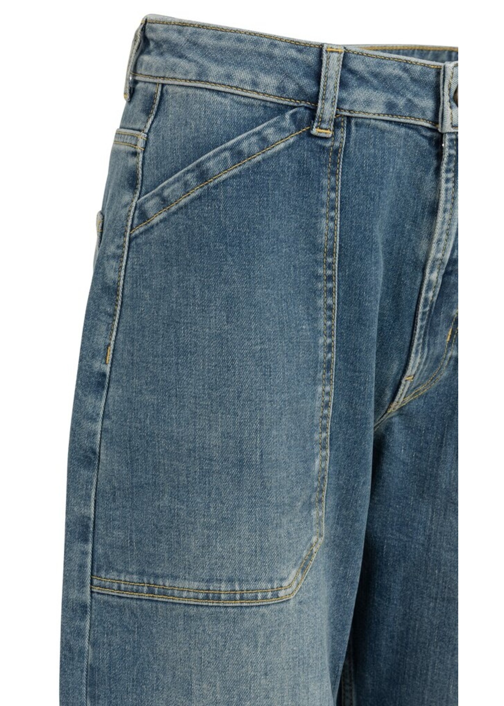 Yaya Yaya, Denim cargobroek met laag kruis en wijde pijpen, Blue denim, Size: