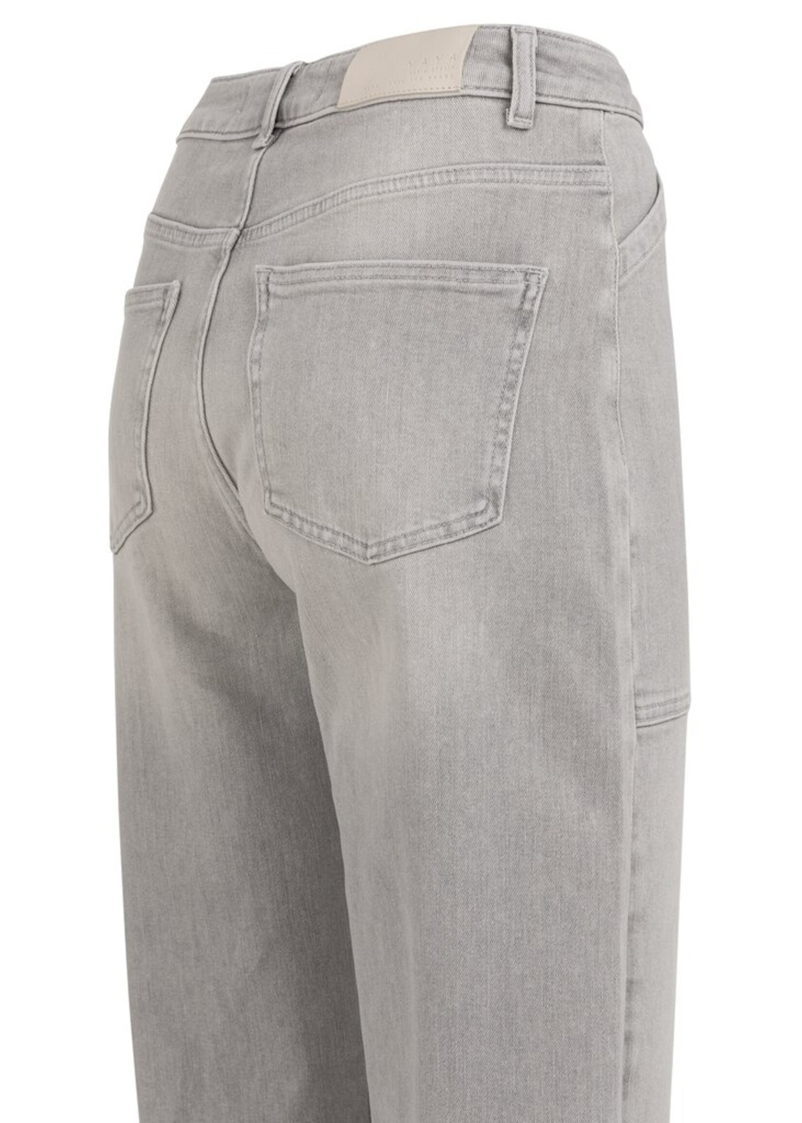 Yaya Yaya, Denim cargobroek met laag kruis en wijde pijpen, Mid grey denim, Size: