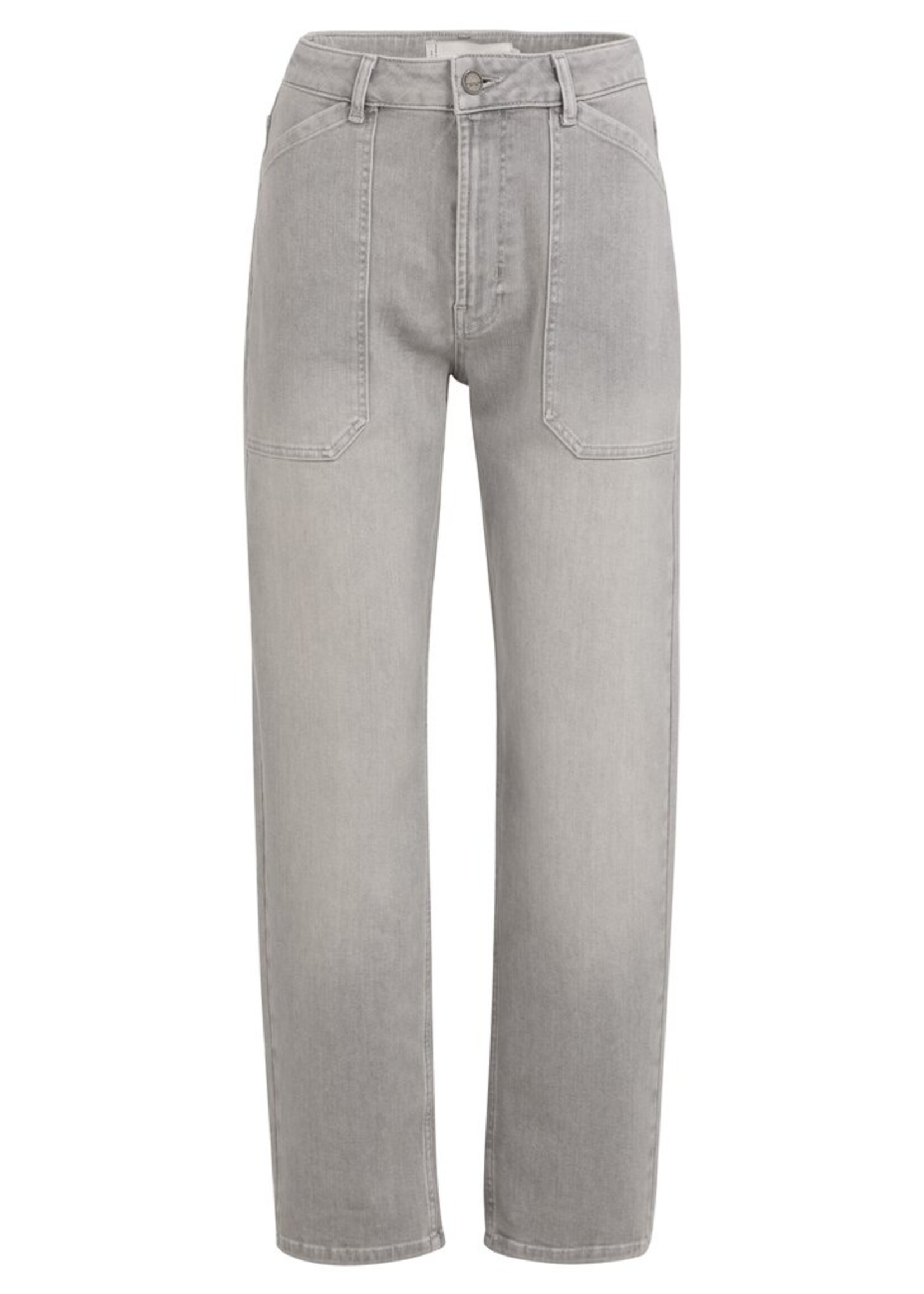 Yaya Yaya, Denim cargobroek met laag kruis en wijde pijpen, Mid grey denim, Size: