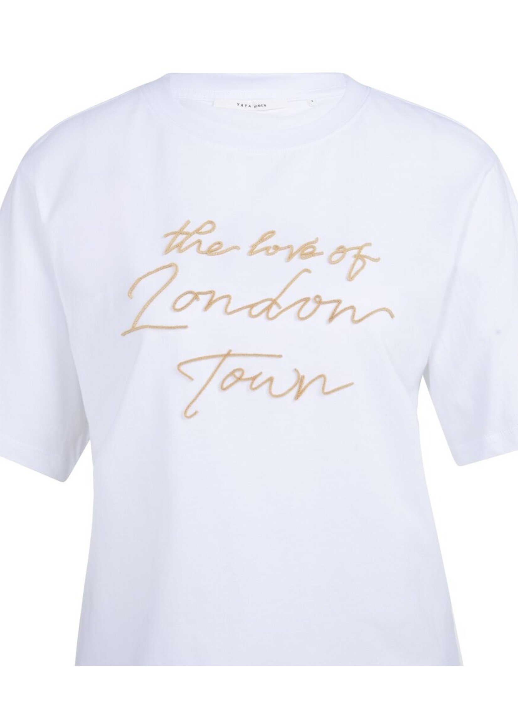 Yaya Yaya, T-shirt met zachte flockprint, Reed yellow dessin, Size: