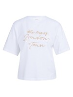 Yaya Yaya, T-shirt met zachte flockprint, Reed yellow dessin, Size: