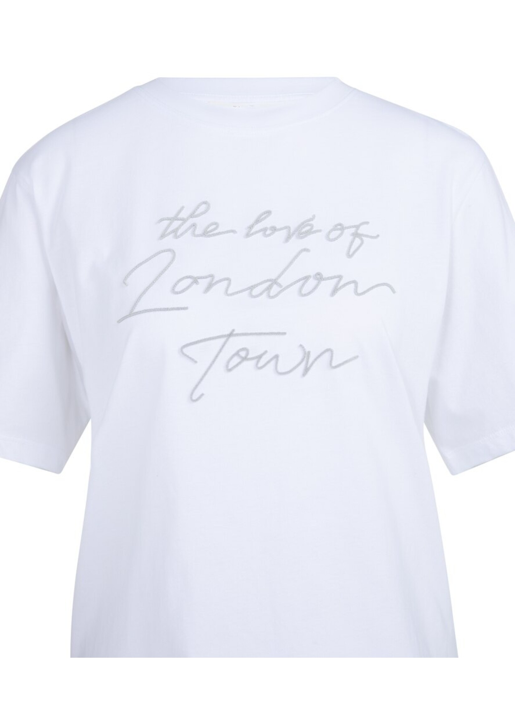 Yaya Yaya, T-shirt met zachte flockprint, Blue grey dessin, Size: