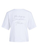 Yaya Yaya, T-shirt met zachte flockprint, Blue grey dessin, Size: