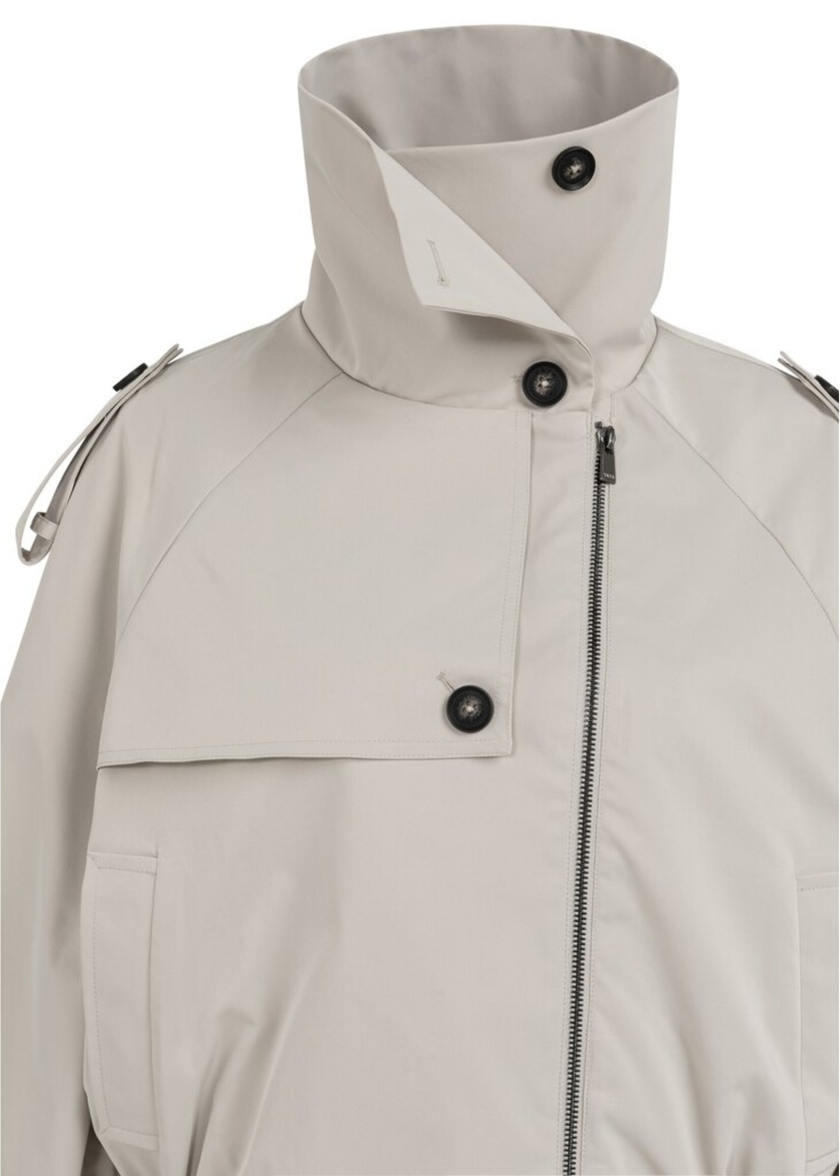 Yaya Yaya, Kort bomberjack met trenchcoatdetails, Slate grey, Size: