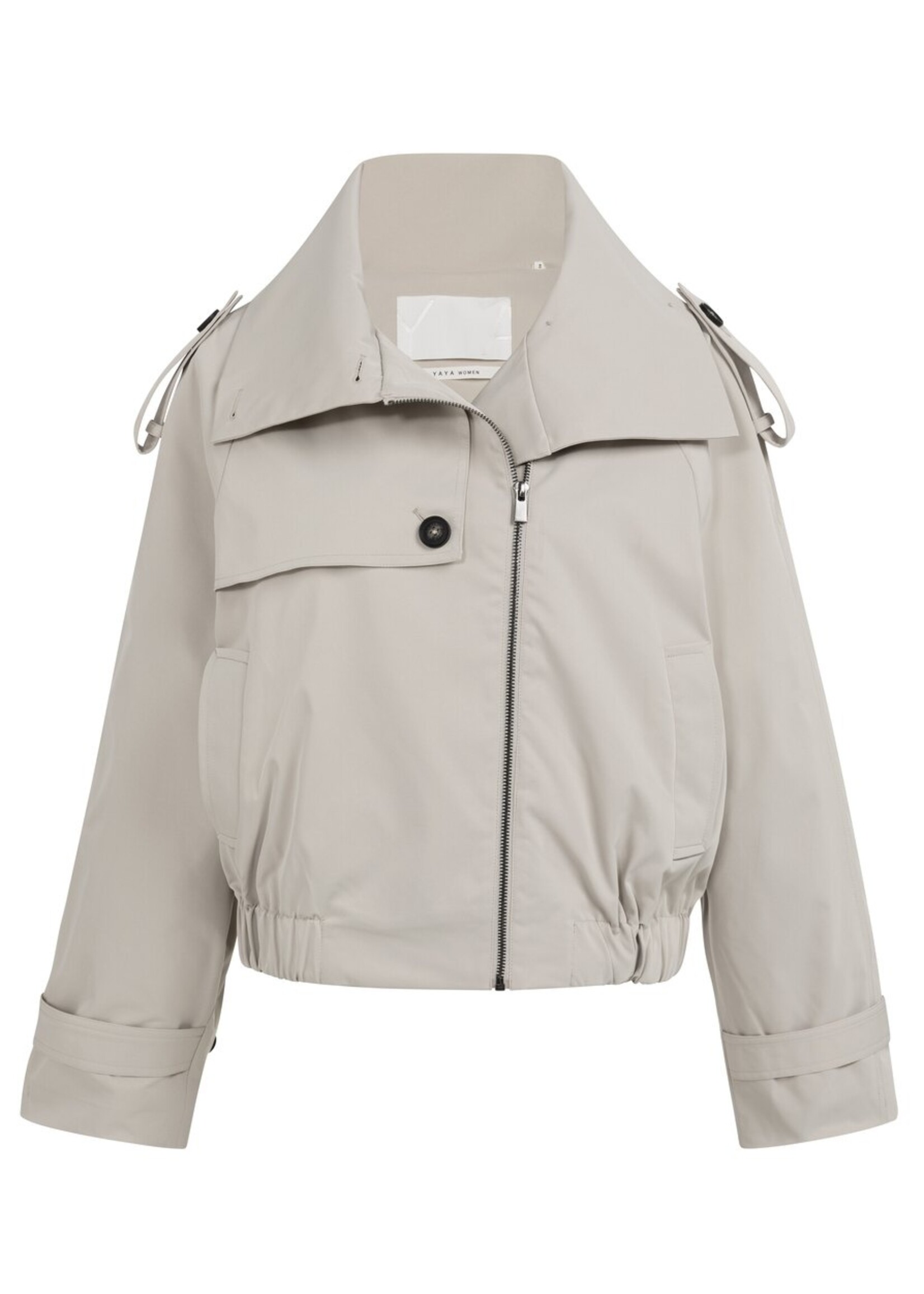 Yaya Yaya, Kort bomberjack met trenchcoatdetails, Slate grey, Size: