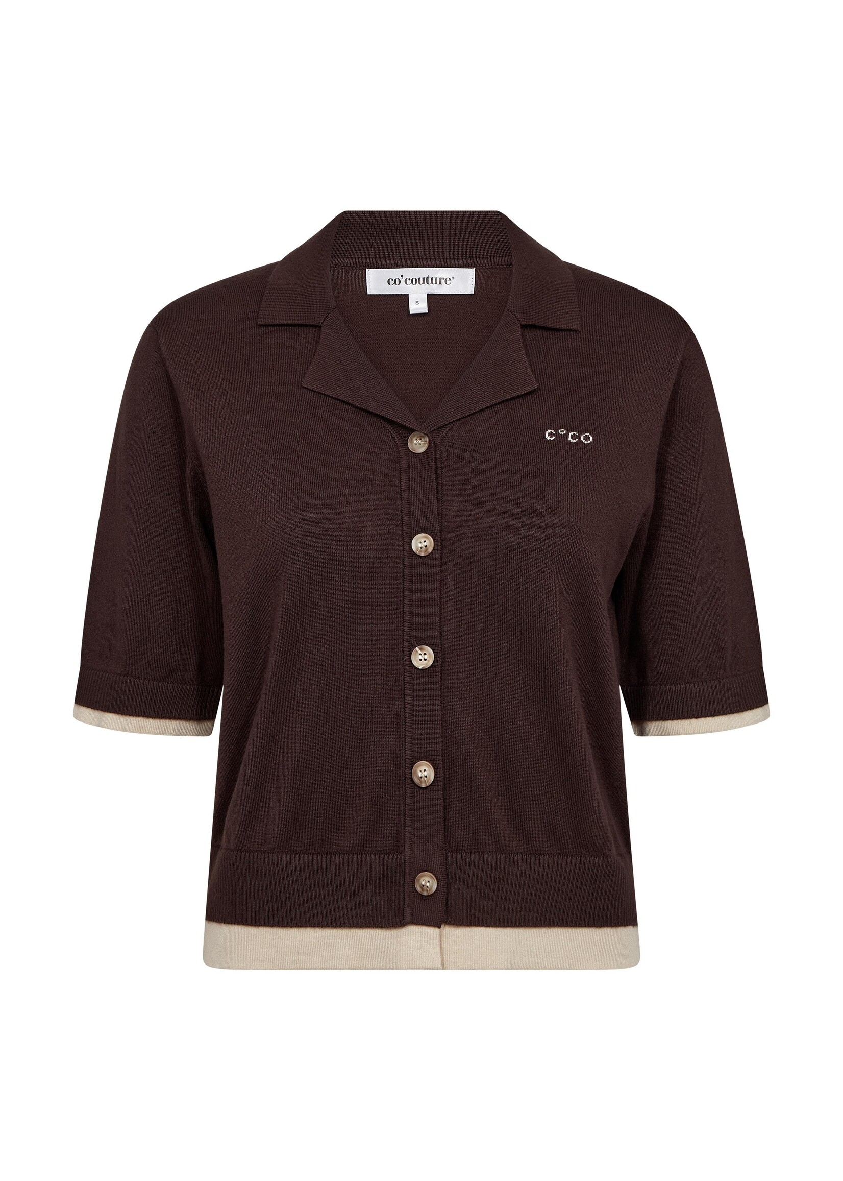 Co Couture Co'Couture, LueCC Crop Cardigan, Dark brown, Size: