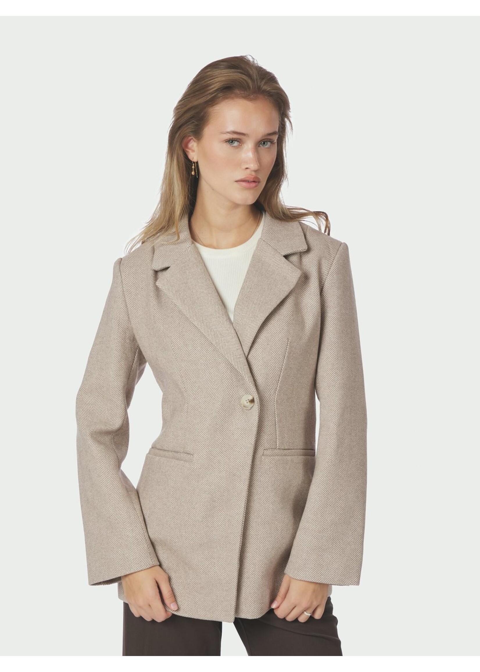 Neo Noir Neo Noir, Bowie Herringbone S Blazer, Sand, Size:
