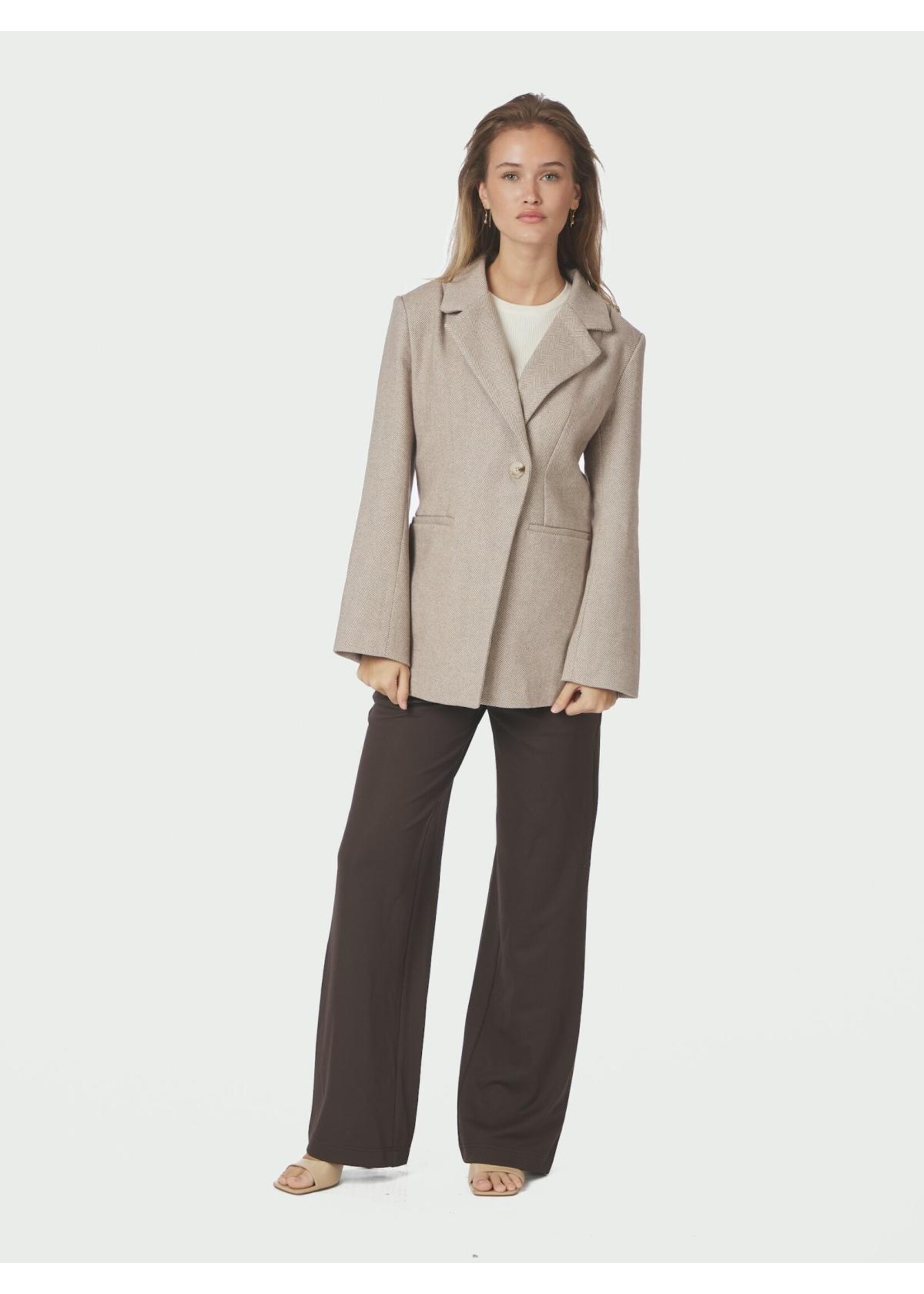 Neo Noir Neo Noir, Bowie Herringbone S Blazer, Sand, Size: