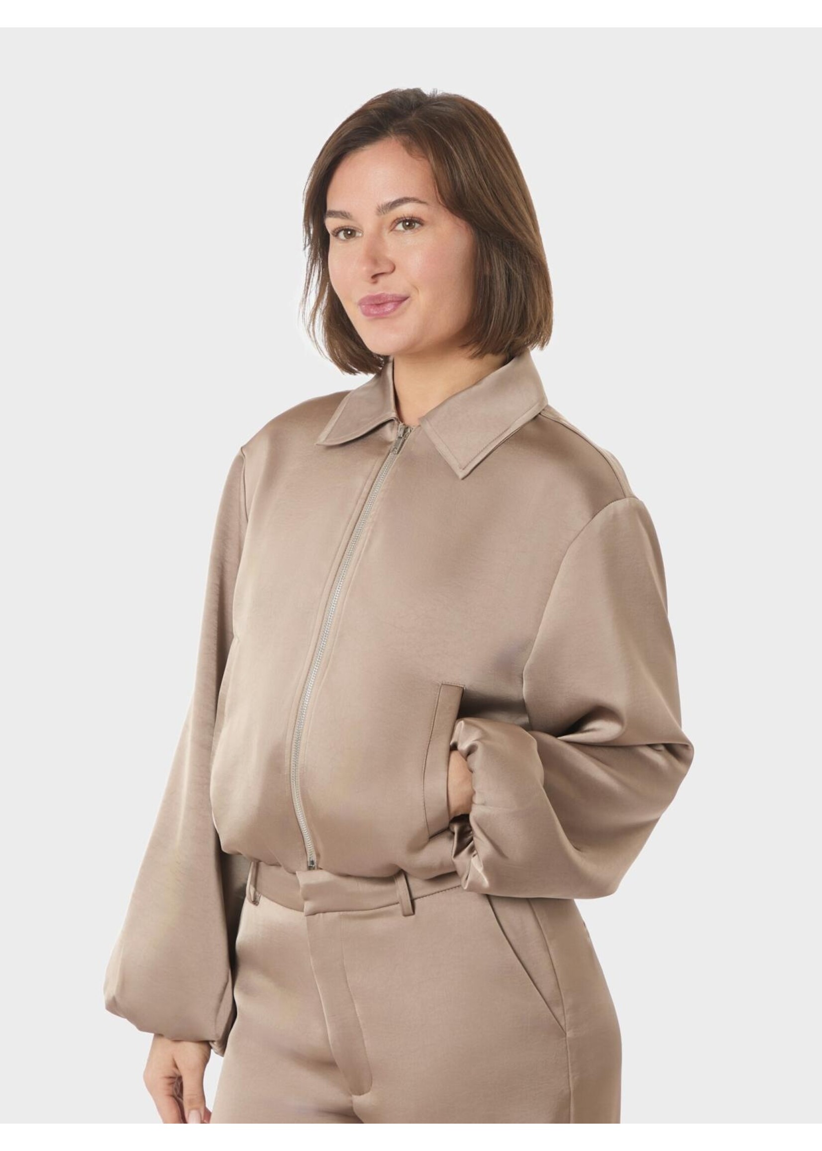 Neo Noir Neo Noir, Denielle Heavy Sateen Jacket, Dark taupe, Size: