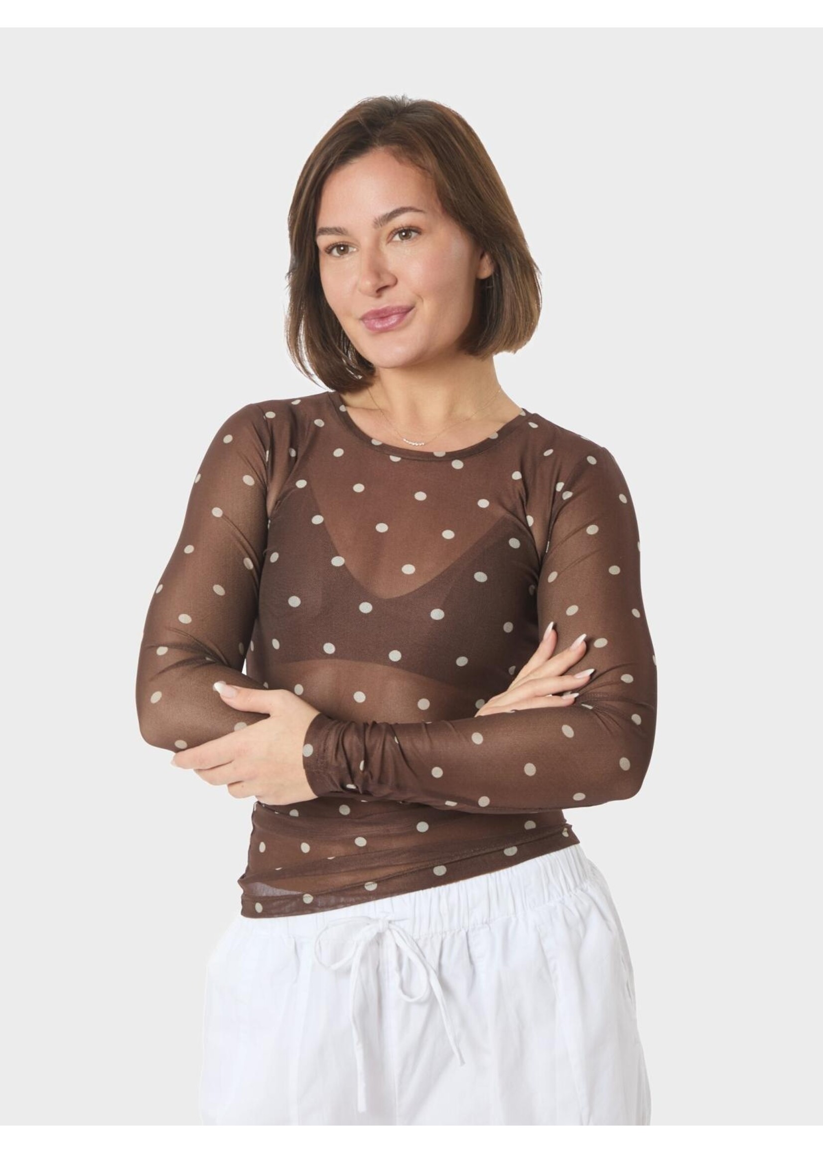 Neo Noir Neo Noir, Ella Dot Blouse, Brown, Size: