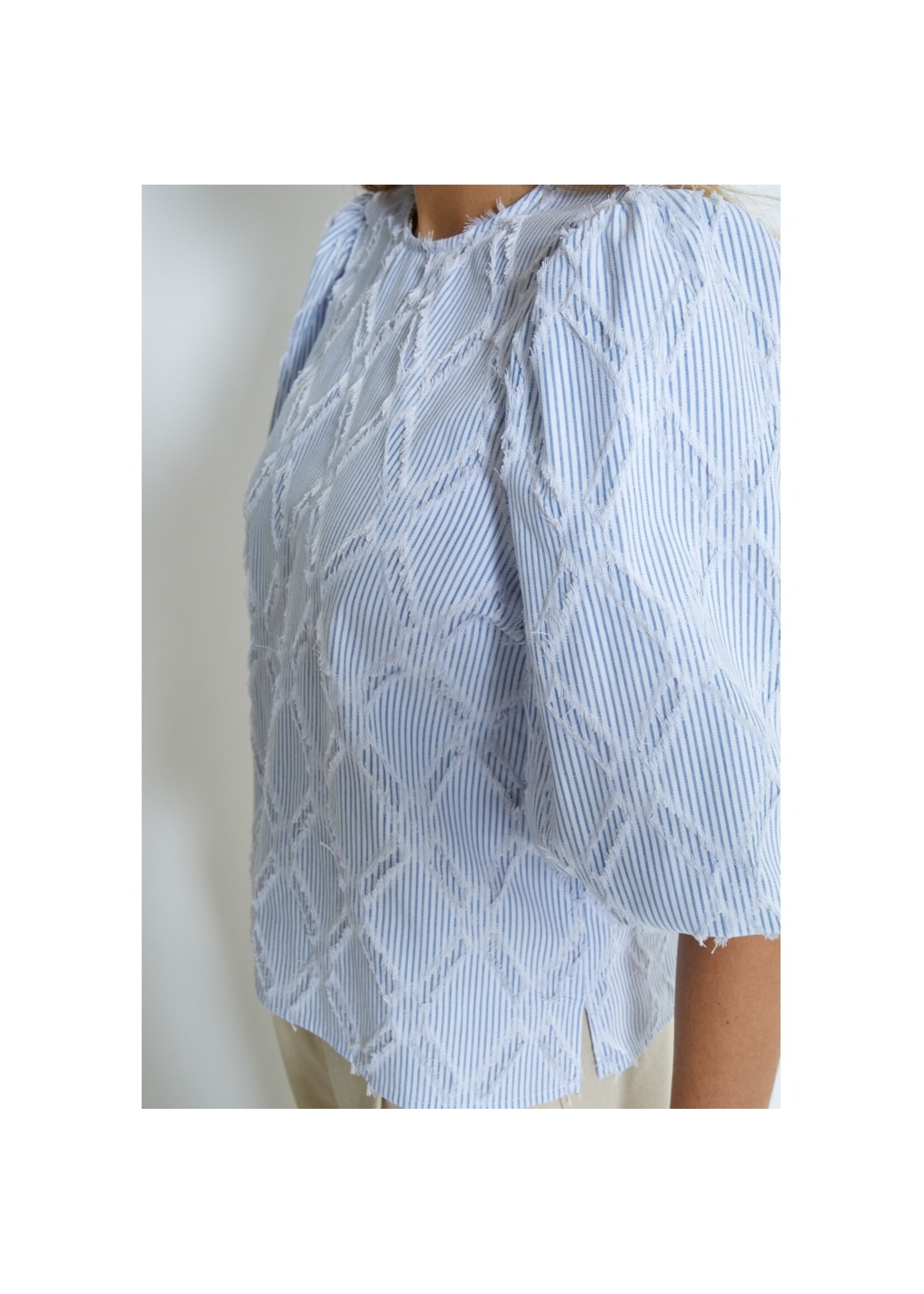 Minus Minus, MSAstra Short Sleeve Blouse, Ice blue, size: