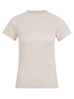 Yaya Yaya, Gemêleerde top met korte raglanmouwen, Kit beige melange, Size: