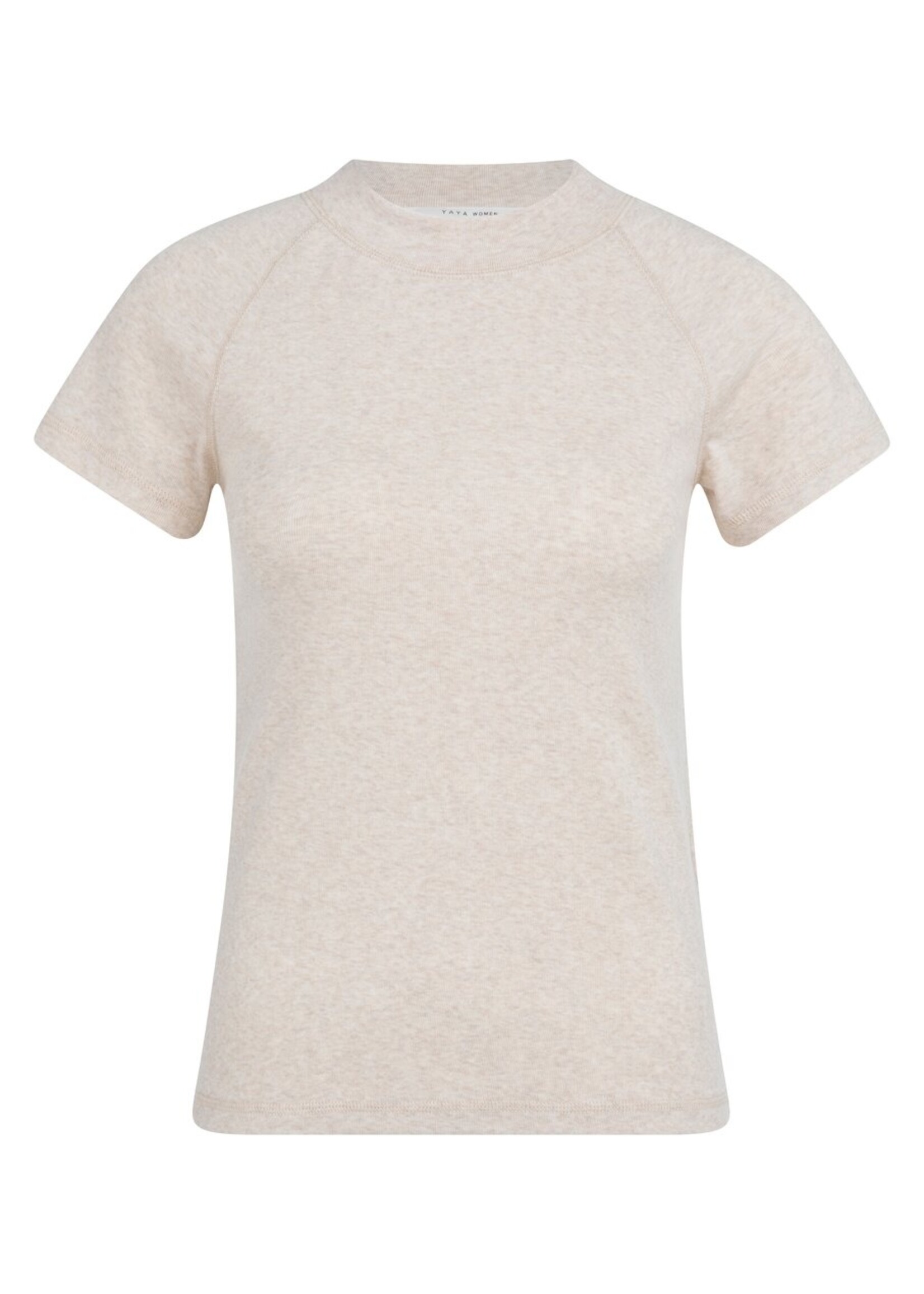 Yaya Yaya, Gemêleerde top met korte raglanmouwen, Kit beige melange, Size: