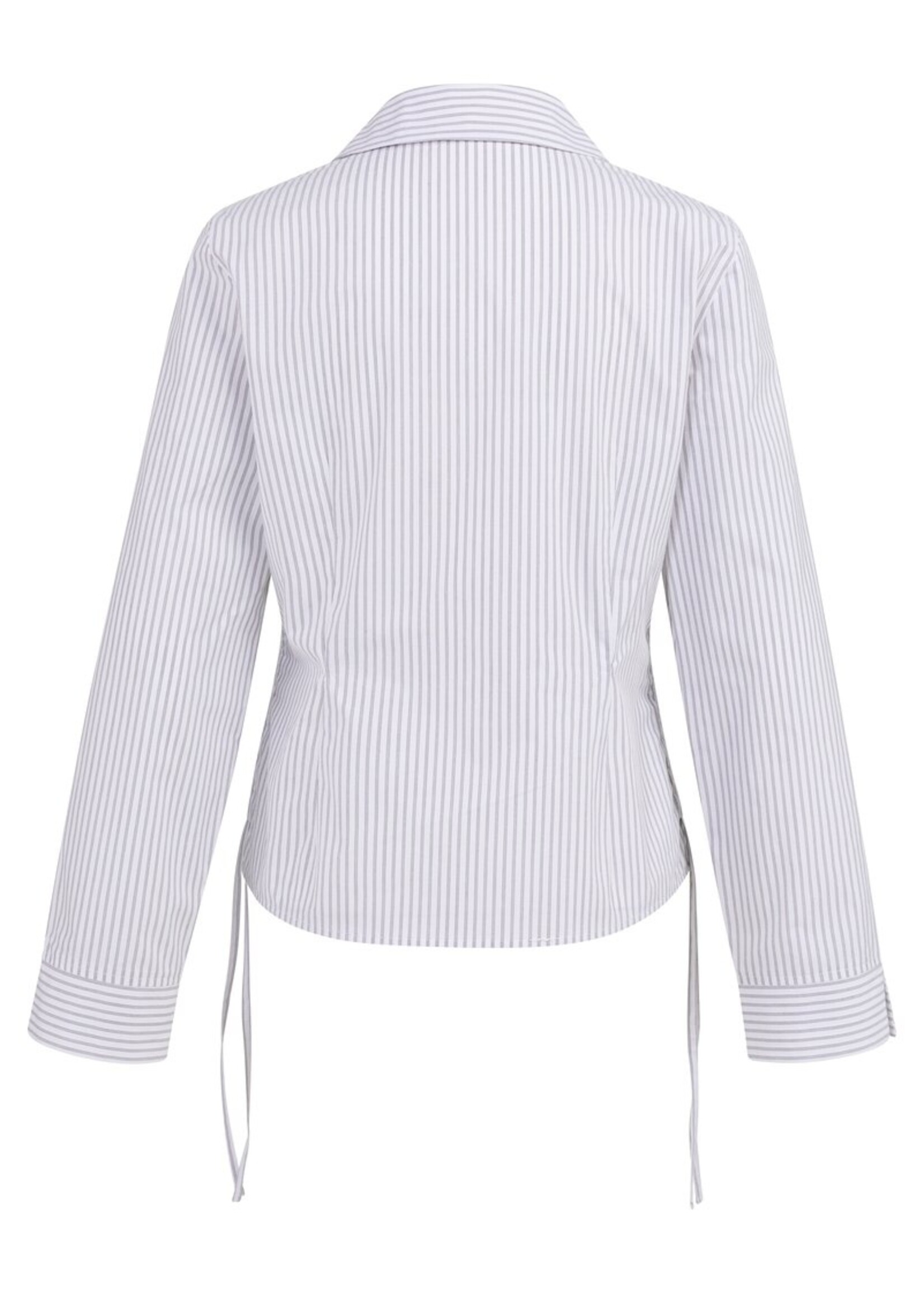 Yaya Yaya, Getailleerde blouse met koordjes aan de zijkant, Iron grey dessin, Size: