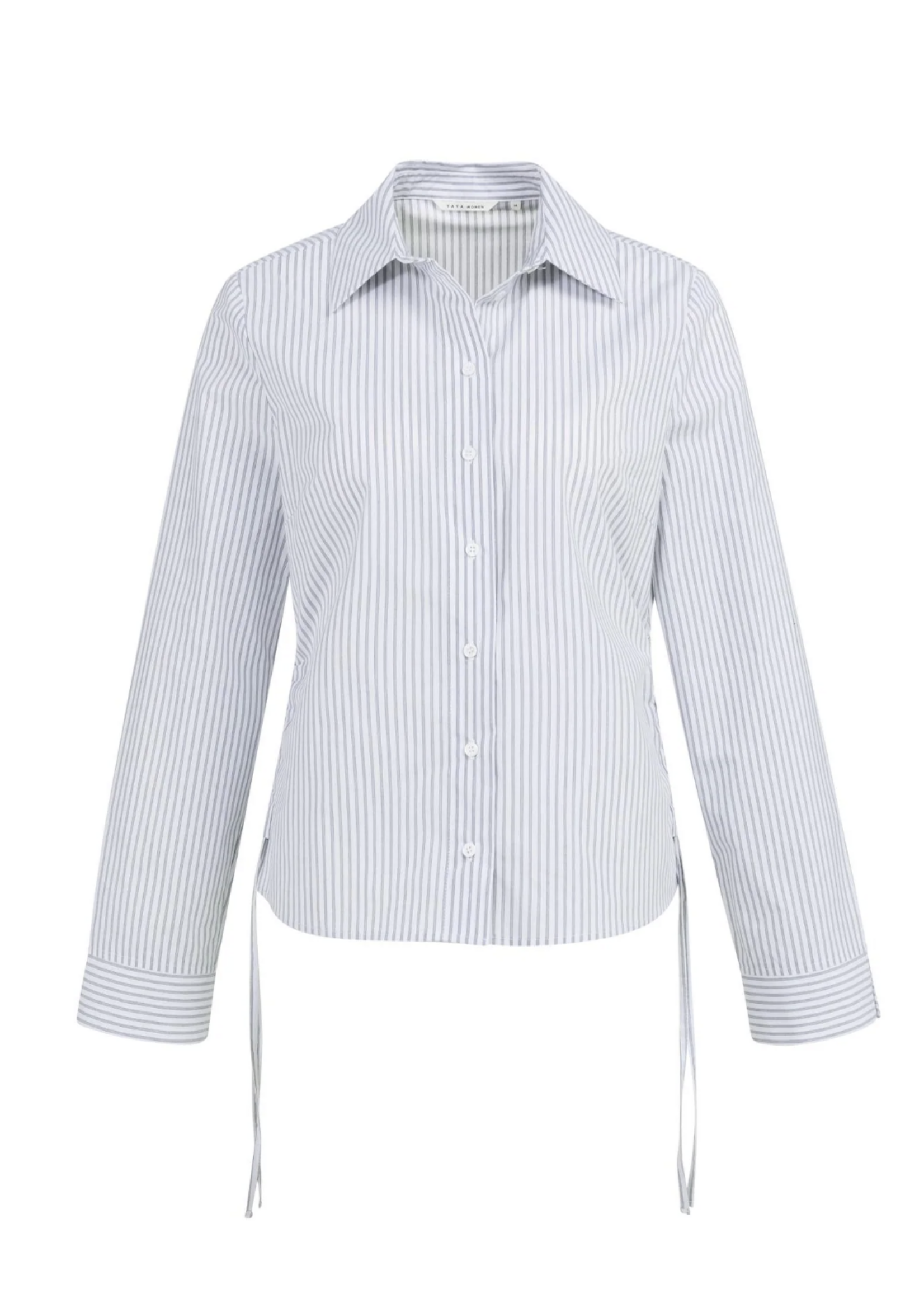 Yaya Yaya, Getailleerde blouse met koordjes aan de zijkant, Iron grey dessin, Size: