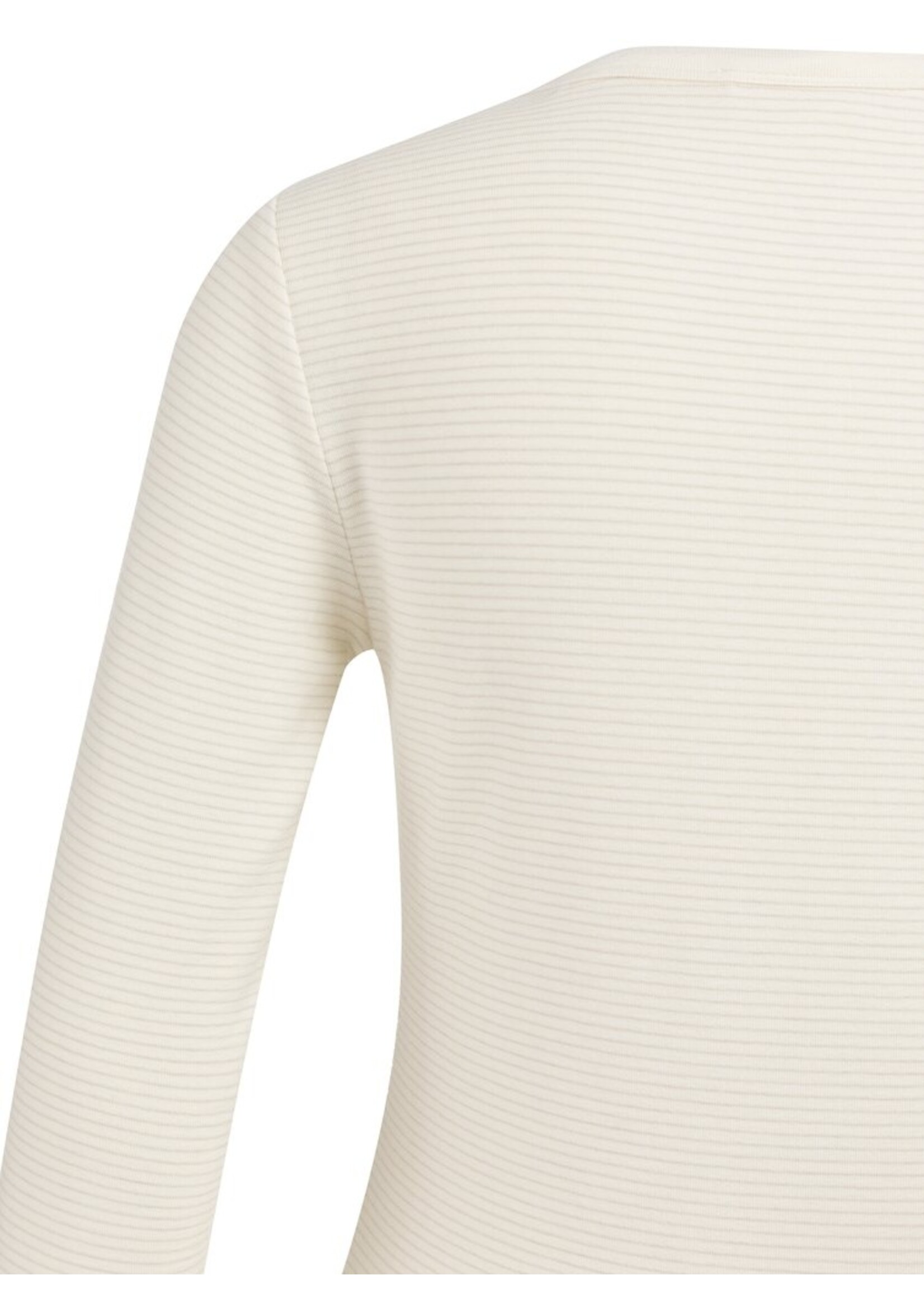 Yaya Yaya, Gestreepte top met lange mouwen en ronde hals, kit beige melange, Size: