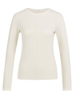 Yaya Yaya, Gestreepte top met lange mouwen en ronde hals, kit beige melange, Size:
