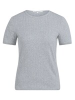 Yaya Yaya, Geribd T-shirt met subtiel halsdetail, Medium grey melange, Size: