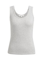 Yaya Yaya, Geribd singlet met sierlijke halsrand, Medium grey melange, Size:
