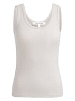 Yaya Yaya, Geribd singlet met sierlijke halsrand, Mist green melange, Size: