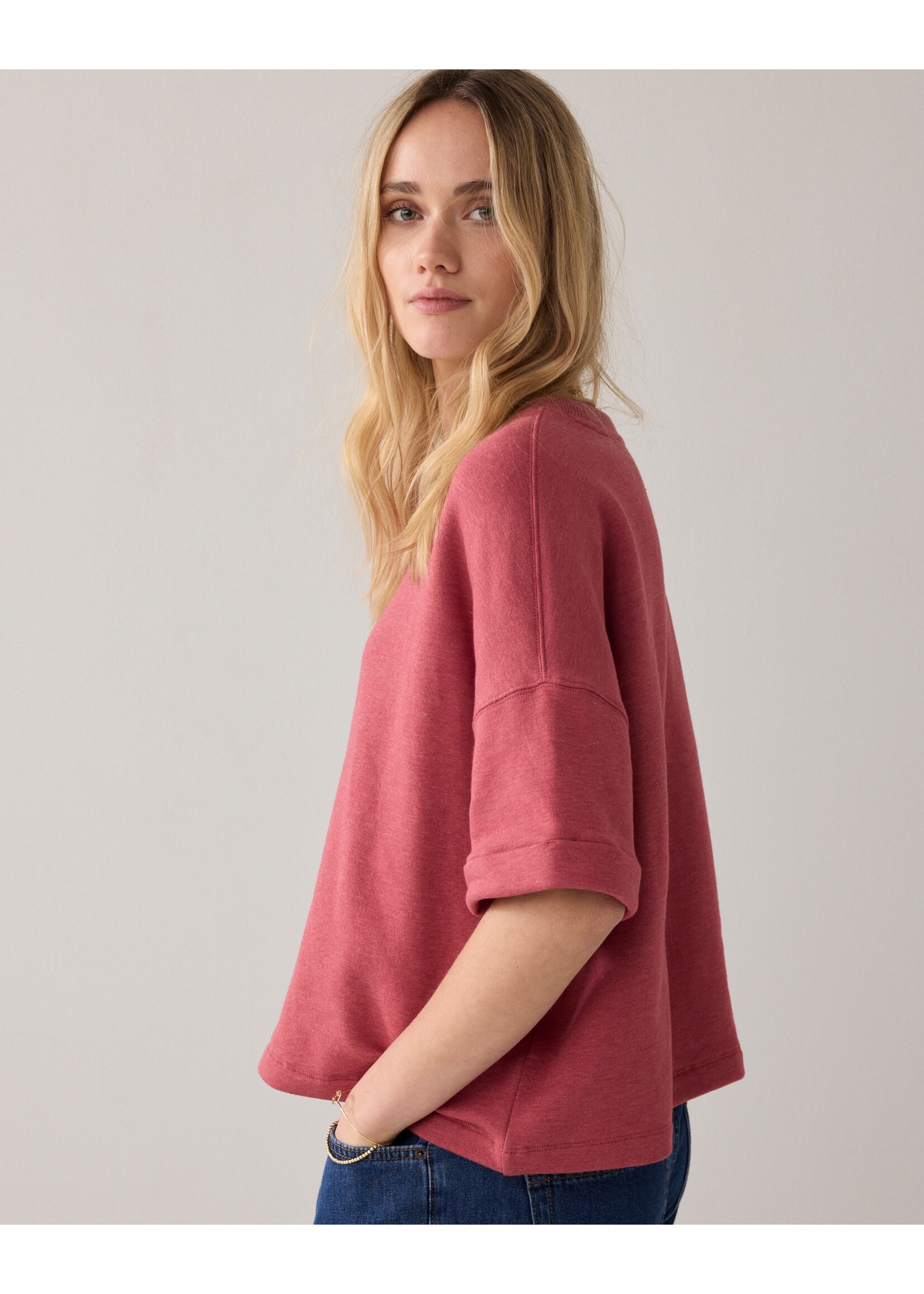 Summum Summum, Top Short sleeve sweat, Brick red, Size: