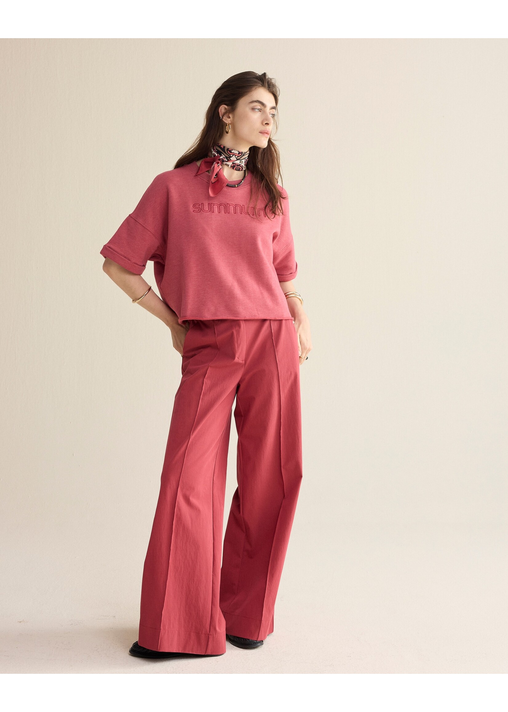 Summum Summum, Top Short sleeve sweat, Brick red, Size: