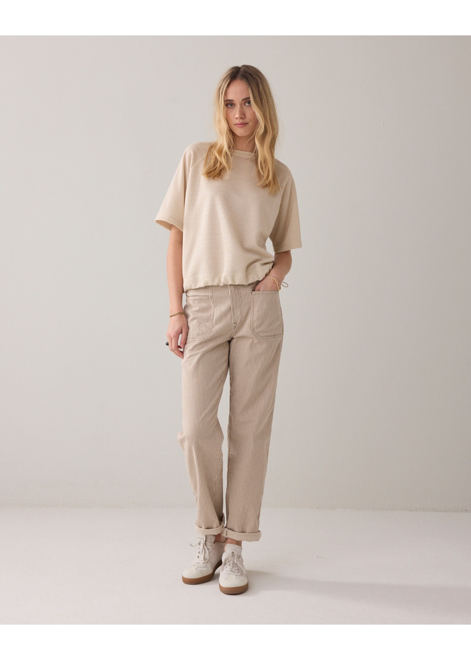 Summum Summum, Top Boxy tee sparkle, Ivory, Size: