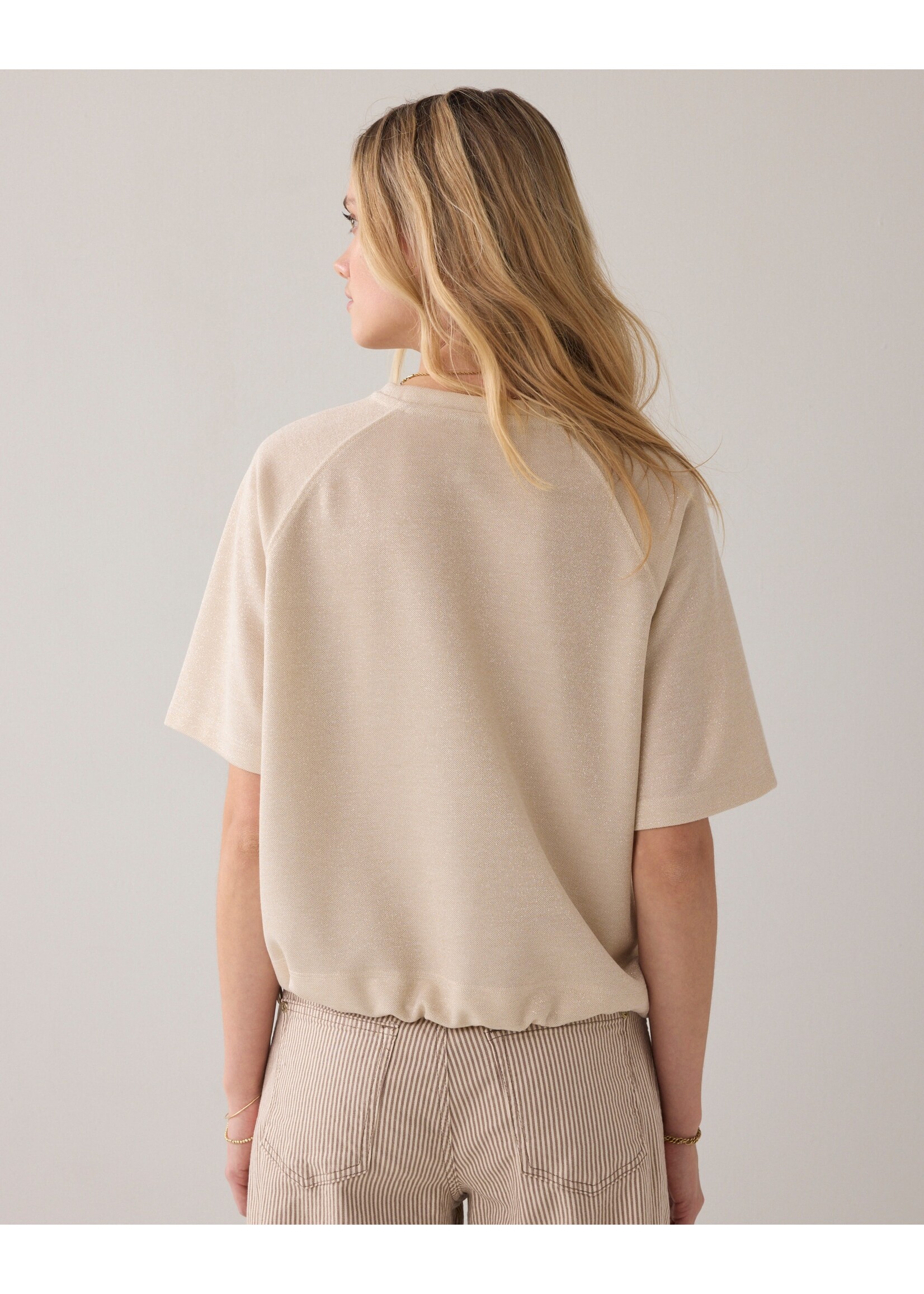 Summum Summum, Top Boxy tee sparkle, Ivory, Size: