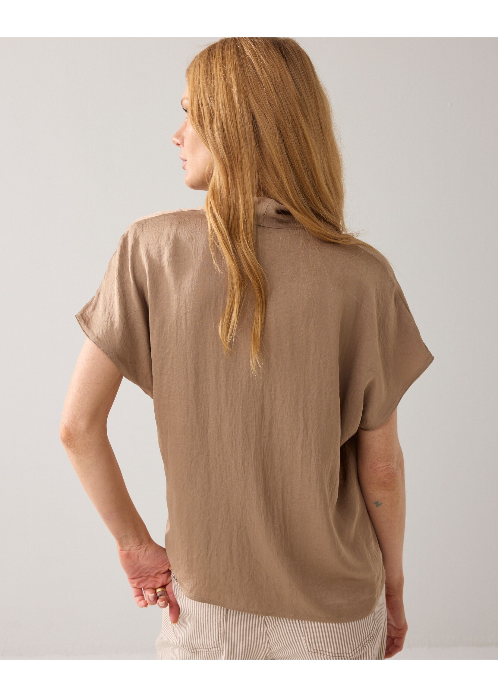 Summum Summum, Top short sleeves Silky touch, Khaki, size: