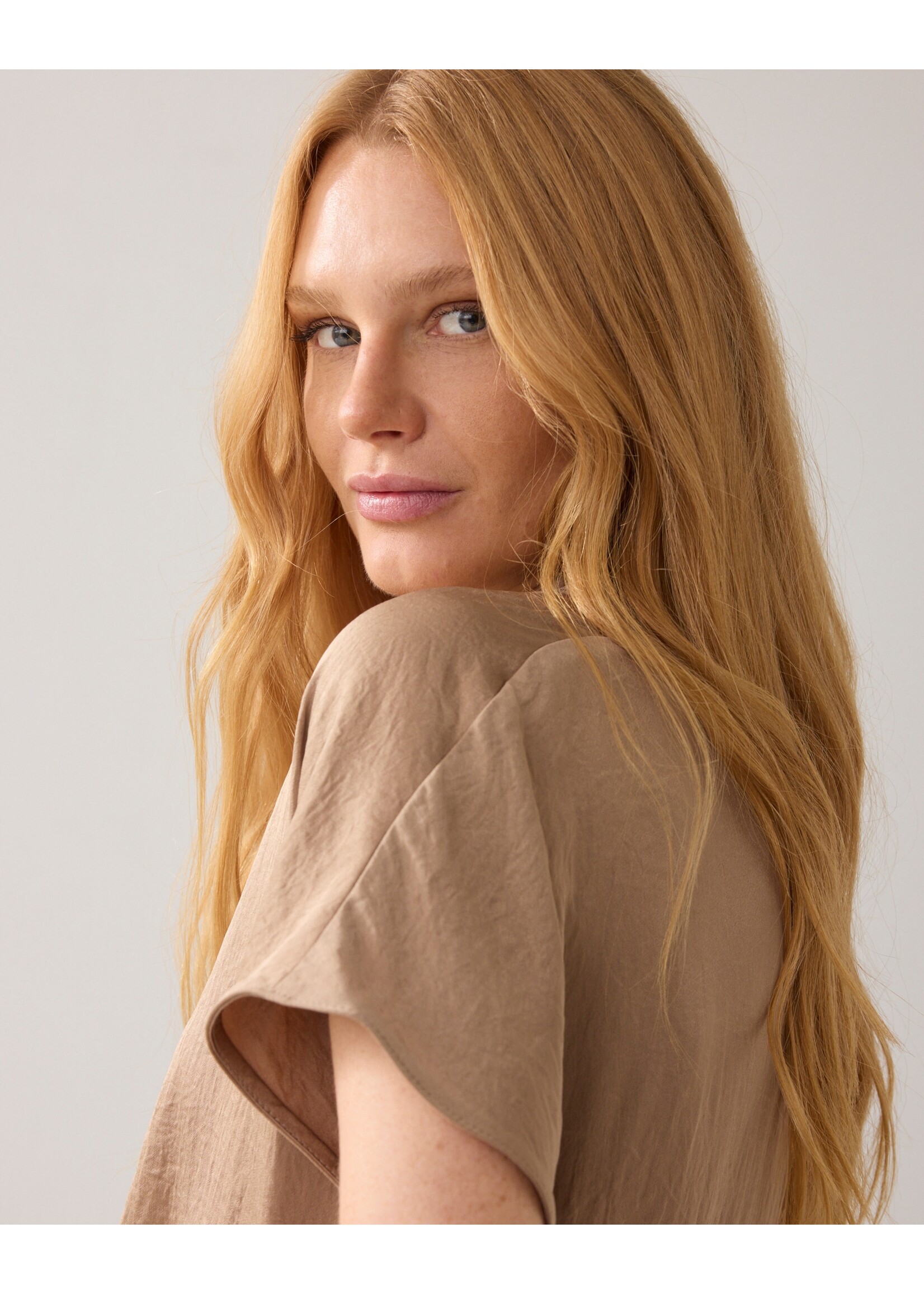 Summum Summum, Top short sleeves Silky touch, Khaki, size: